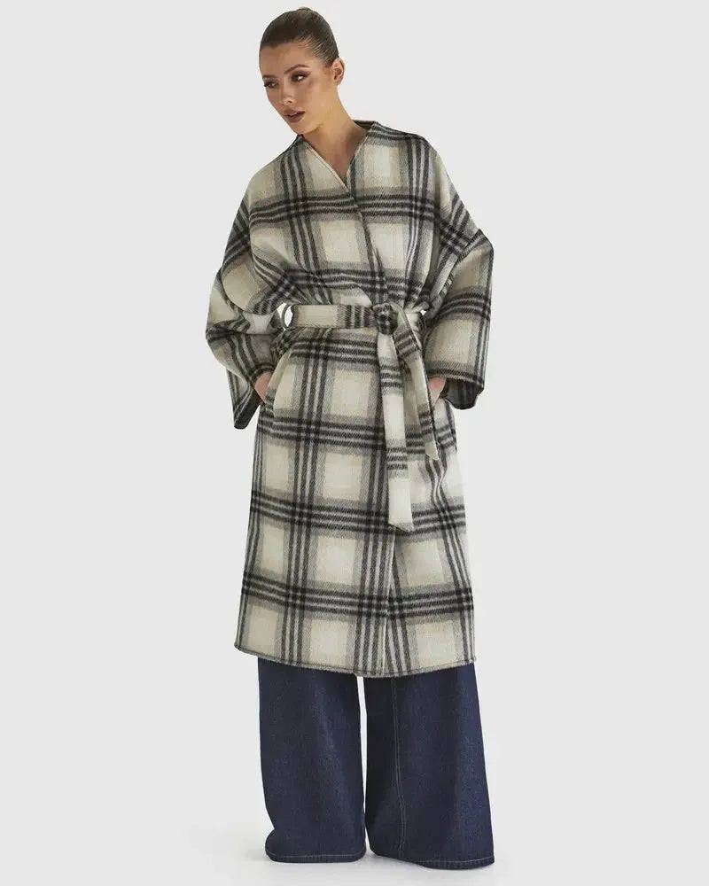 Sway Coat - Check-Jackets, Coats & Vests-Fate + Becker-The Bay Room