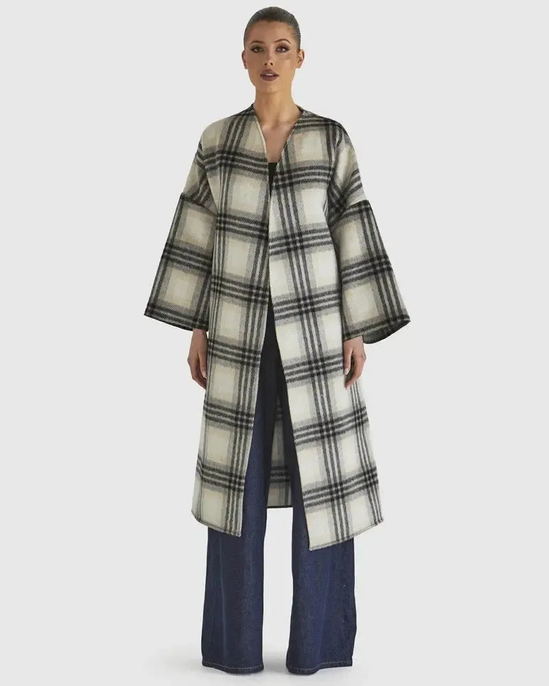 Sway Coat - Check-Jackets, Coats & Vests-Fate + Becker-The Bay Room