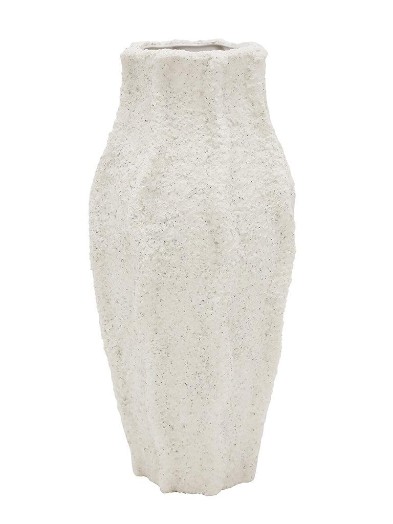 Talia Ceramic Vase 19x43cm - Textured White-Pots, Planters & Vases-Robert Mark-The Bay Room