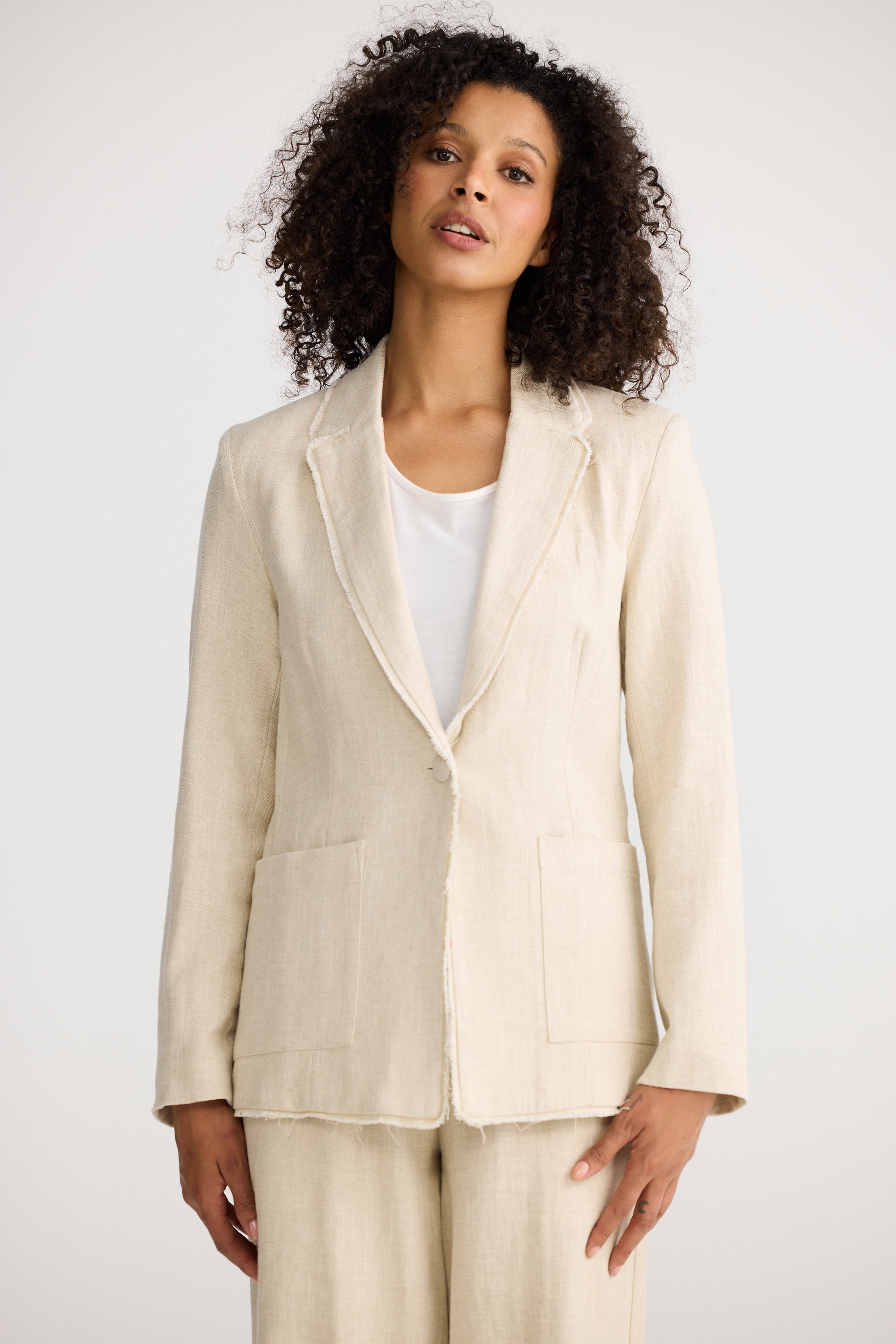 Tavira Blazer - Natural-Jackets, Coats & Vests-The Shanty Corporation-The Bay Room