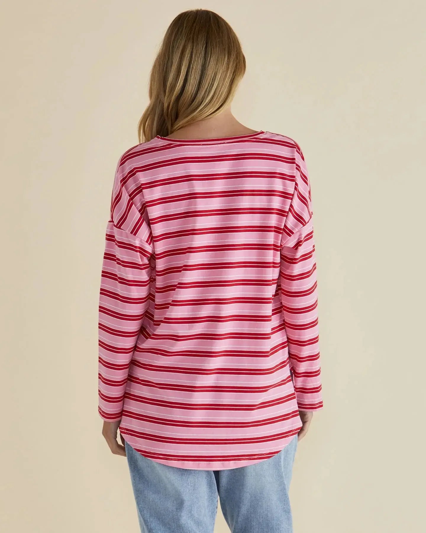 Taylor Tee - Pink/Red Stripe-Tops-Betty Basics-The Bay Room