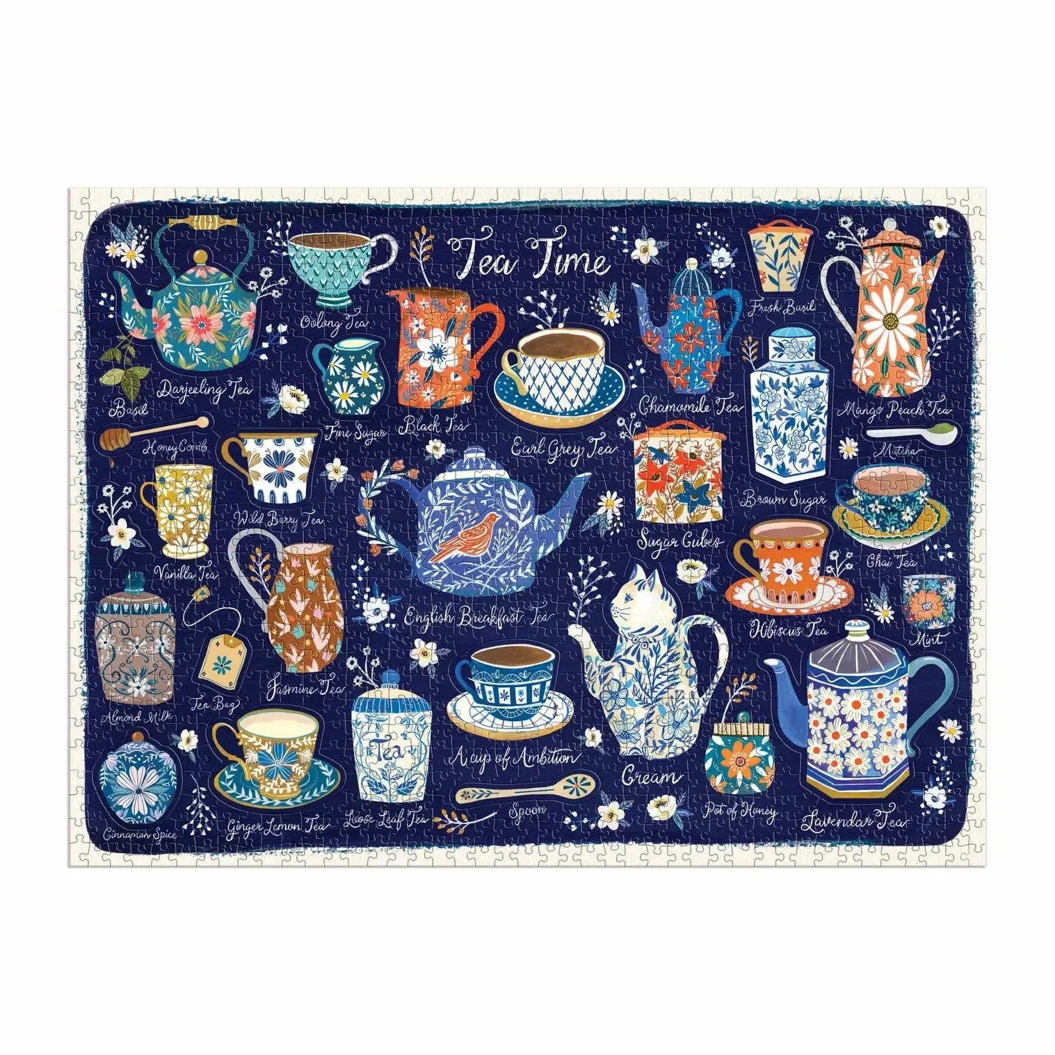 Tea Time Puzzle with Shaped Pieces 1000pc-Fun & Games-Galison-The Bay Room