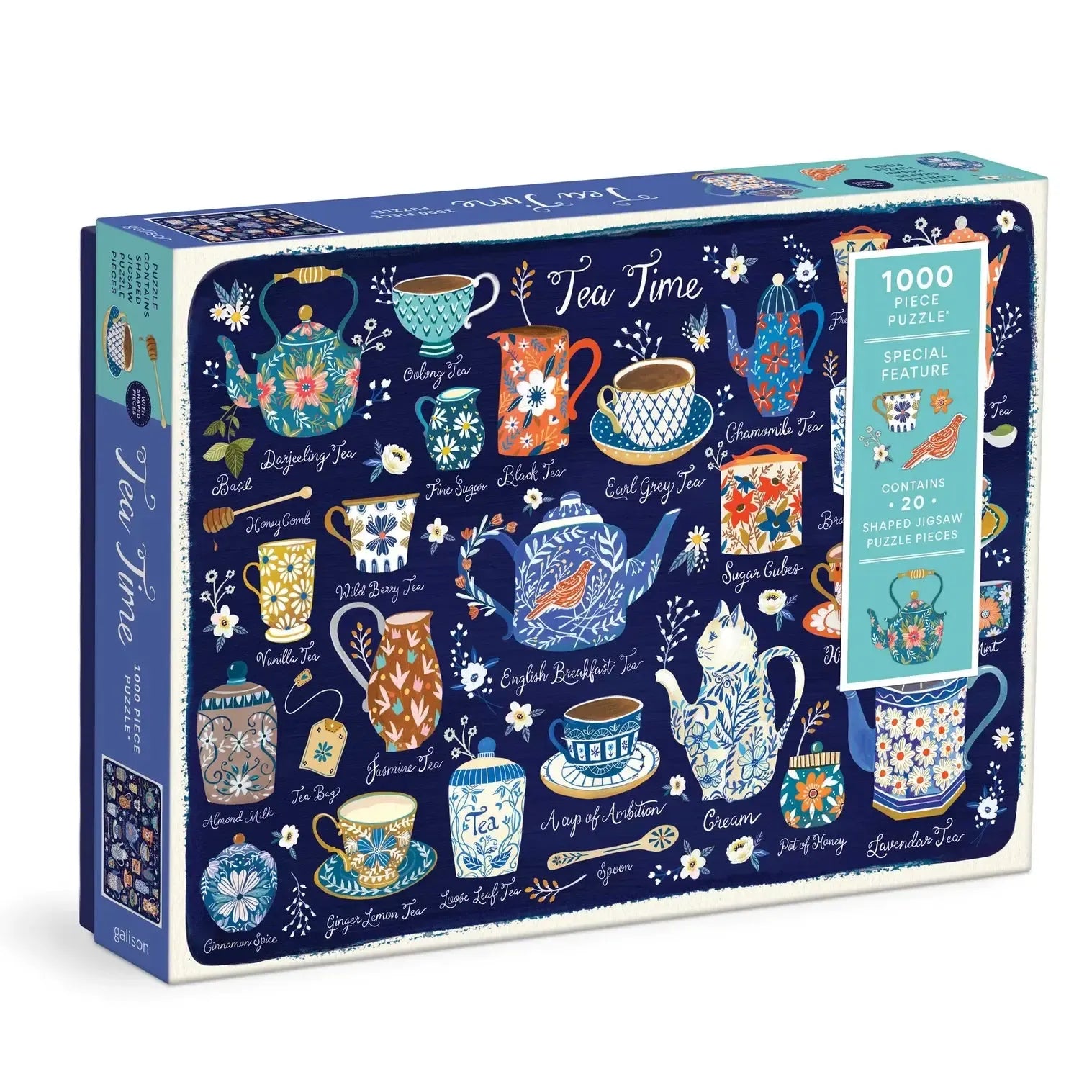Tea Time Puzzle with Shaped Pieces 1000pc-Fun & Games-Galison-The Bay Room