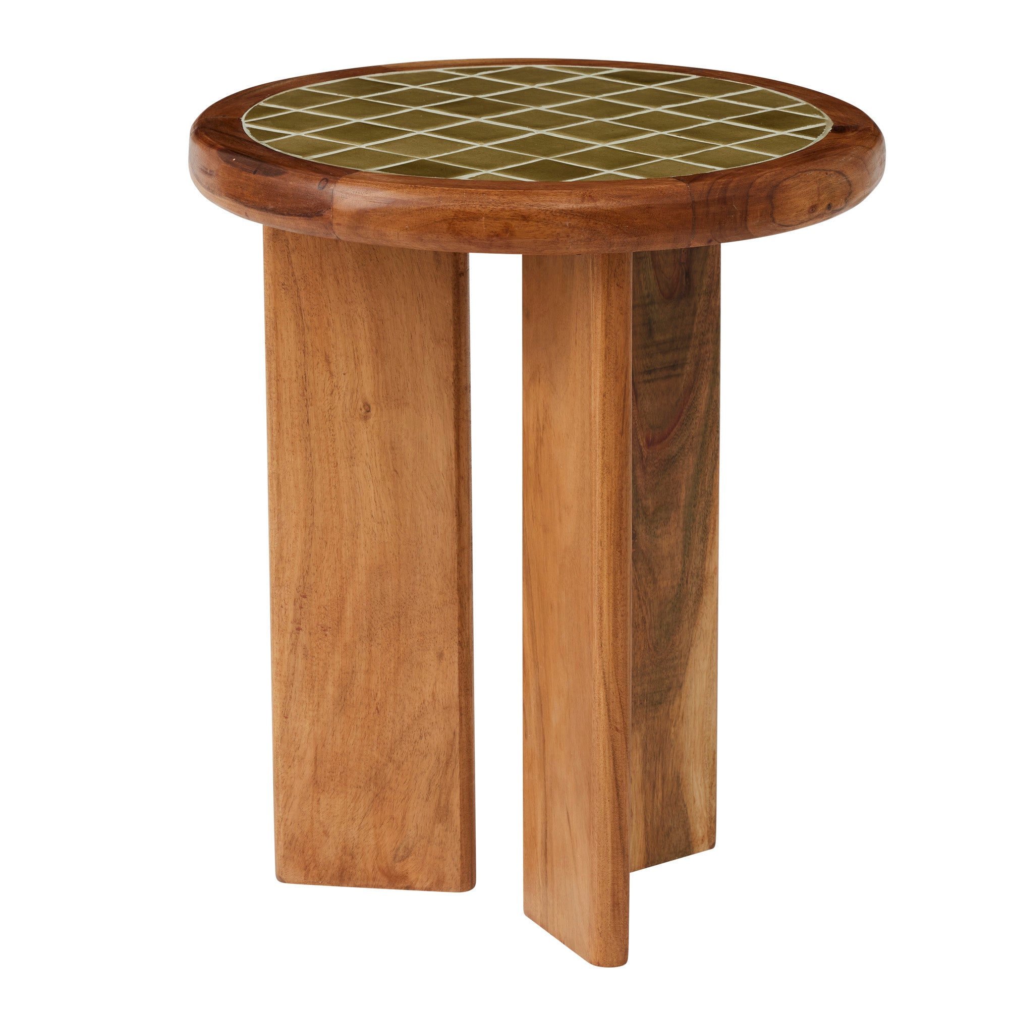 Tegola Tile/Wood Side Table 40x50cm Green-Furniture-Coast To Coast Home-The Bay Room