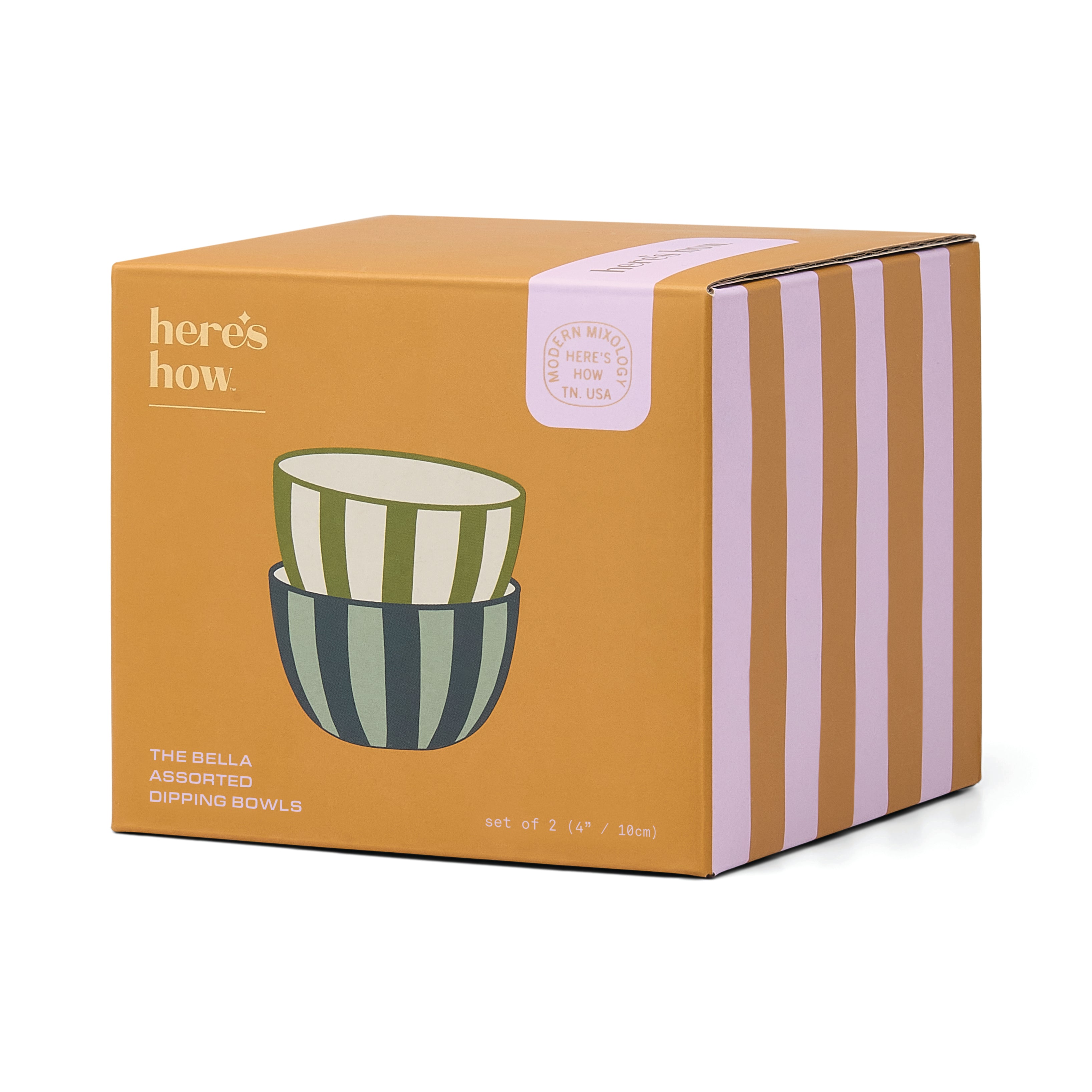 The Bella Set of 2 Dipping Bowls - Green + Blue Stripe-Dining & Entertaining-Here's How-The Bay Room