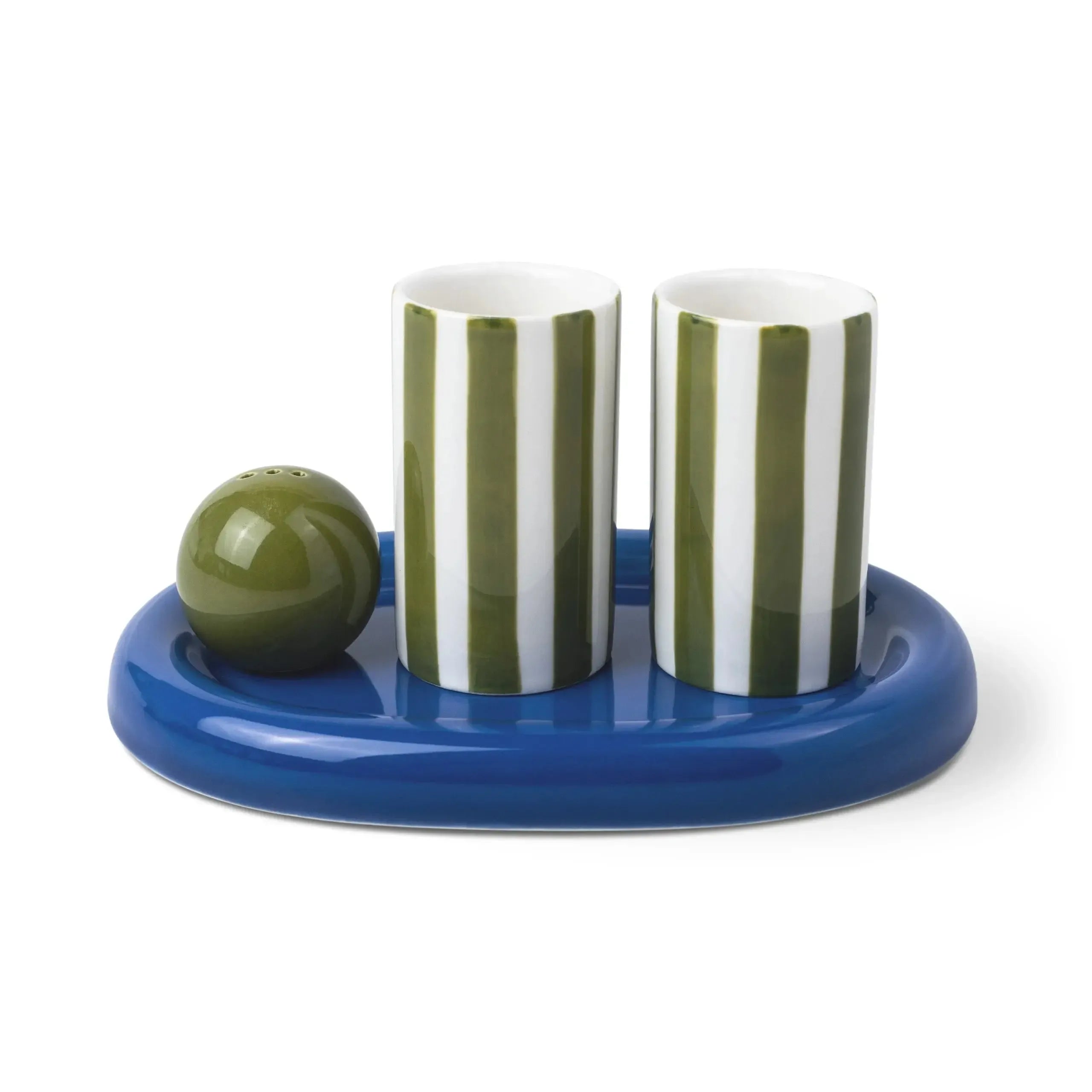 The Lily Mae Ceramic Tequila Shot Glass Set with Tray & Shaker Cobalt + Olive-Candles & Fragrances-Here's How-The Bay Room