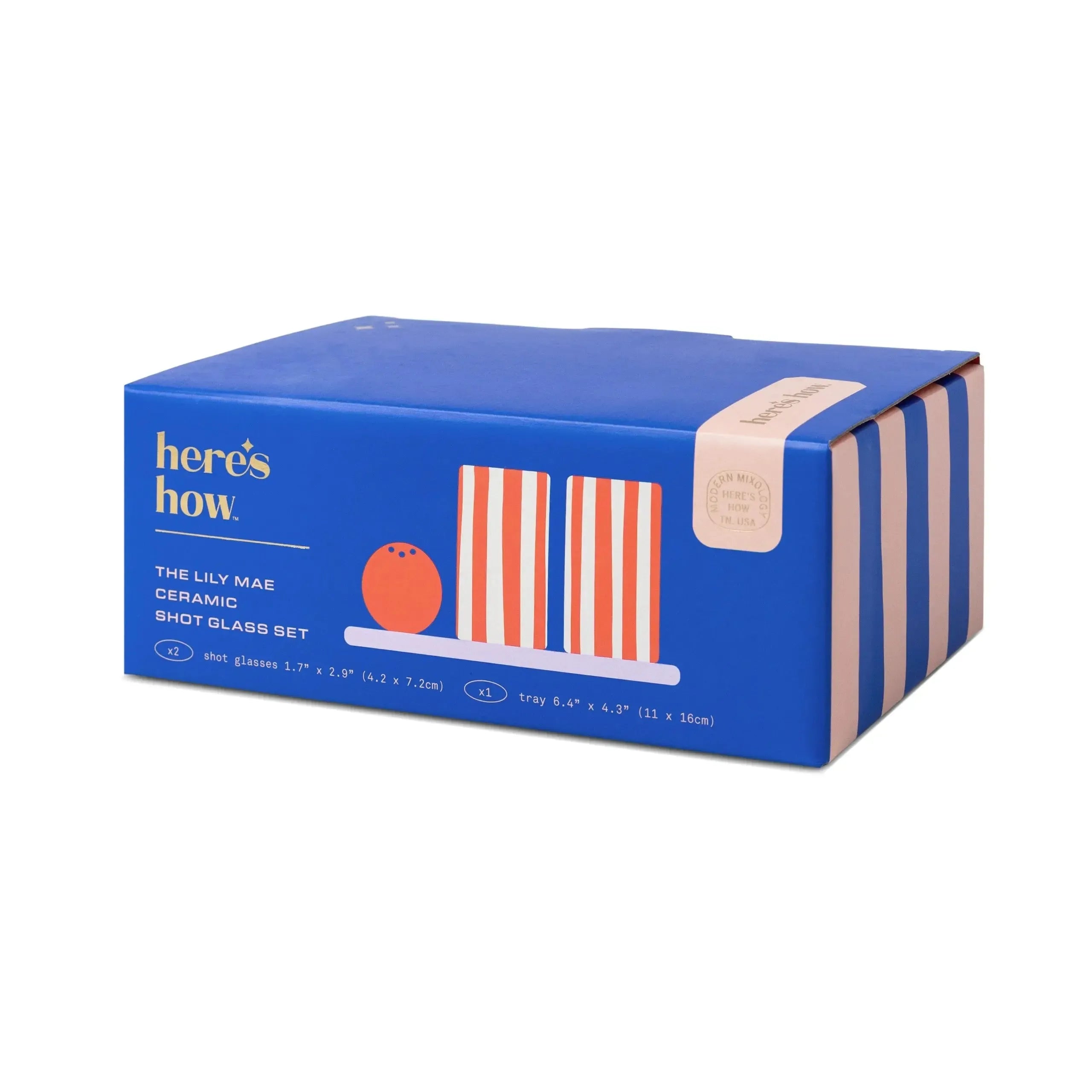 The Lily Mae Ceramic Tequila Shot Glass Set with Tray & Shaker Poppy + Lilac-Candles & Fragrances-Here's How-The Bay Room