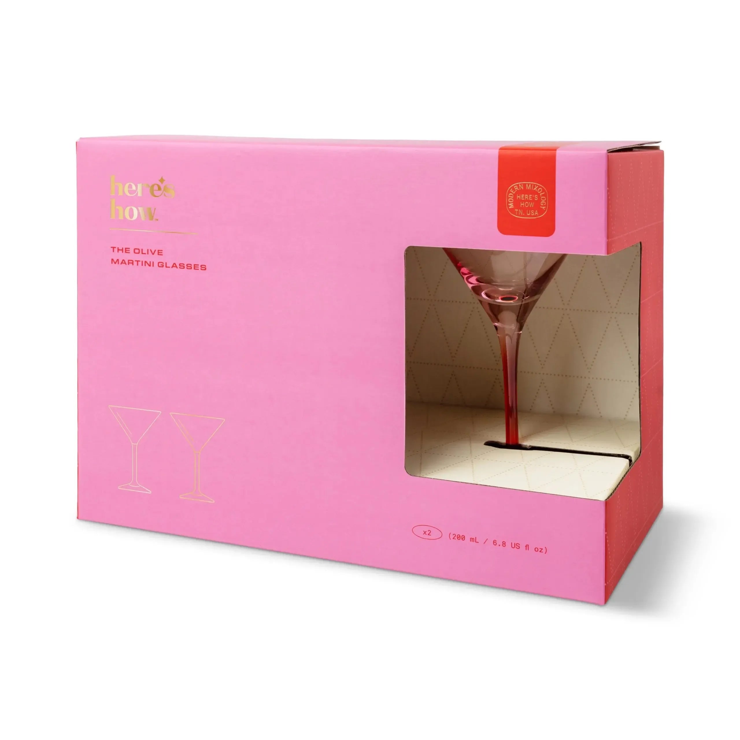 The Olive Martini Glass - Set of 2 Blush + Cherry-Dining & Entertaining-Here's How-The Bay Room