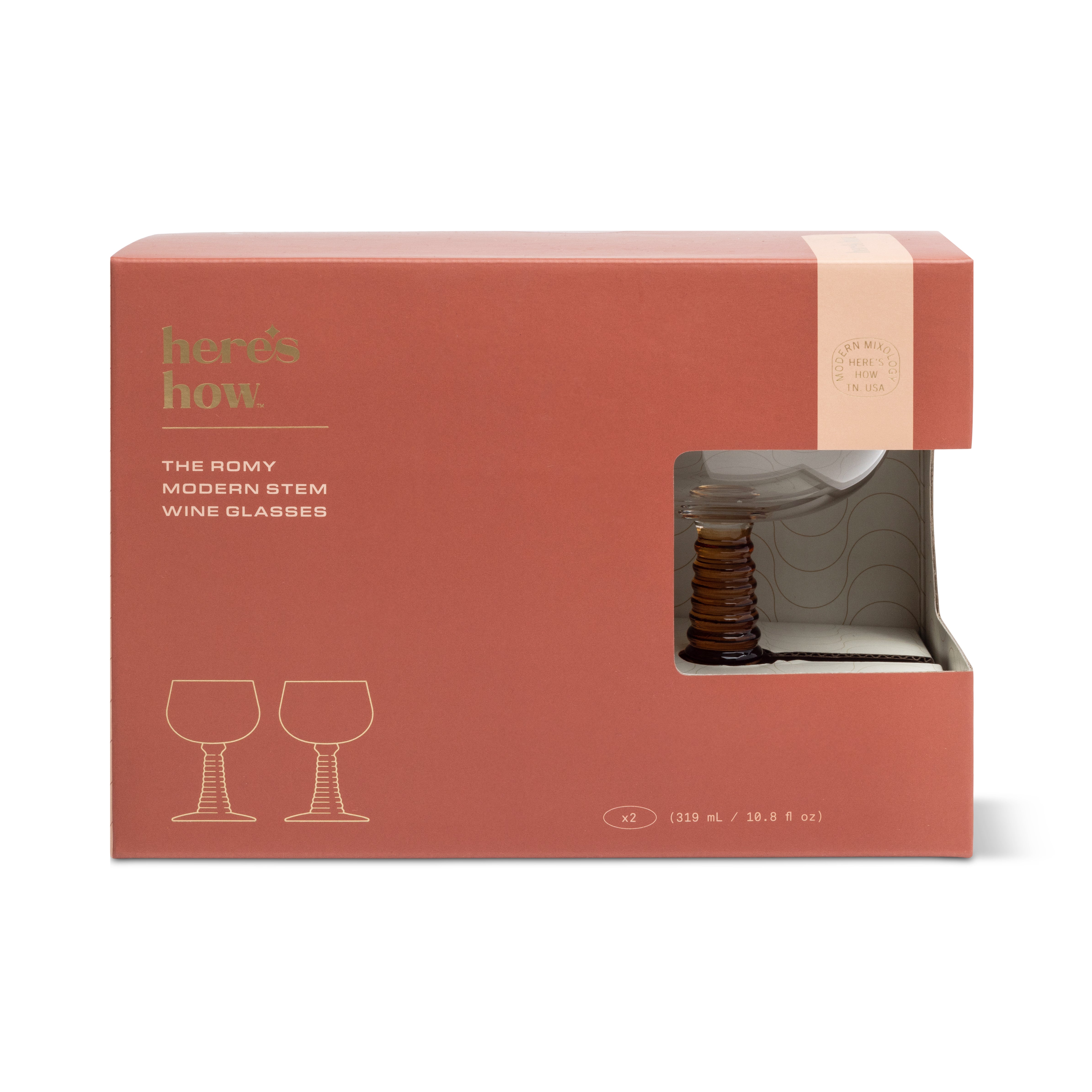 The Romy Set of 2 Wine Glasses - Amber-Dining & Entertaining-Here's How-The Bay Room
