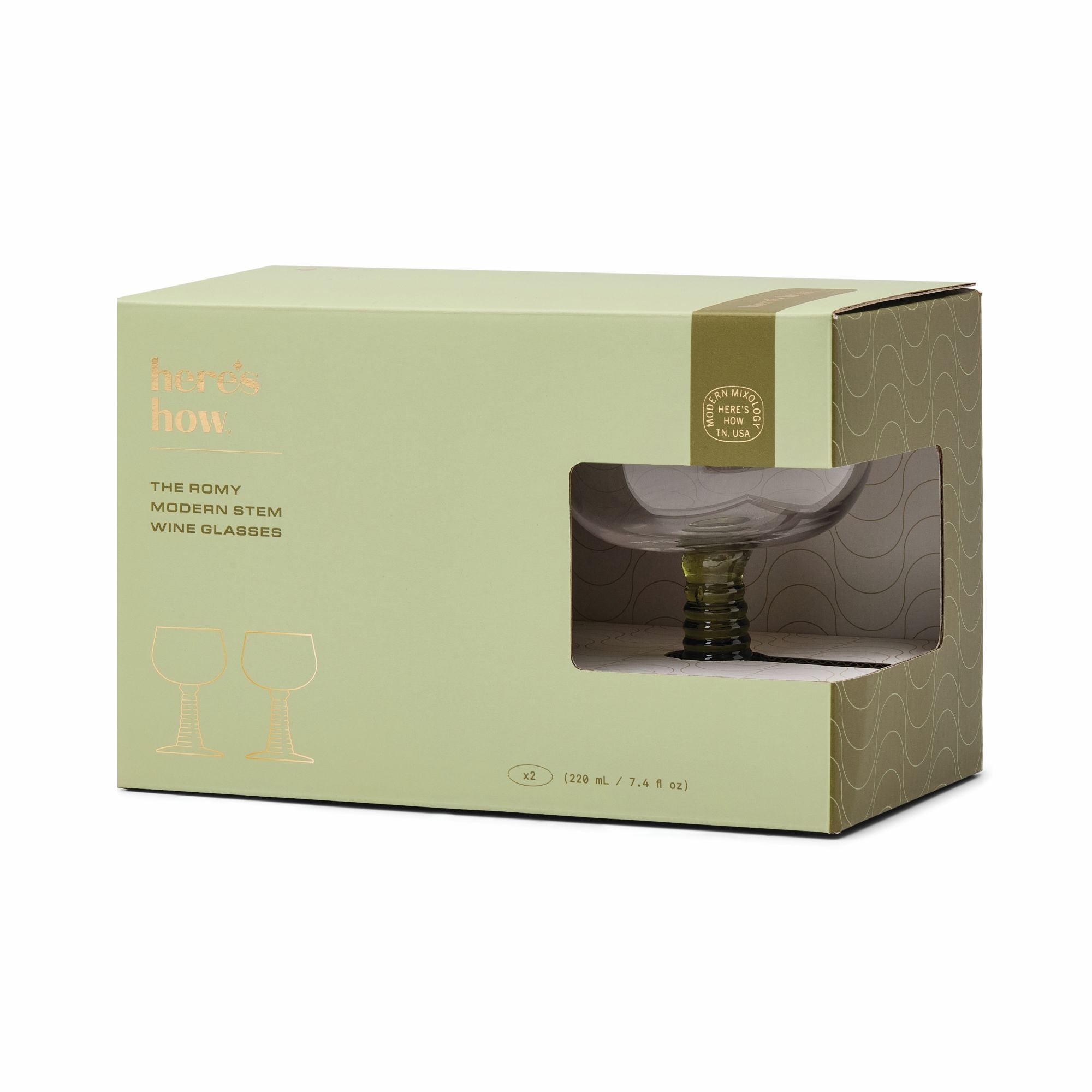 The Romy Set of 2 Wine Glasses - Olive-Dining & Entertaining-Here's How-The Bay Room