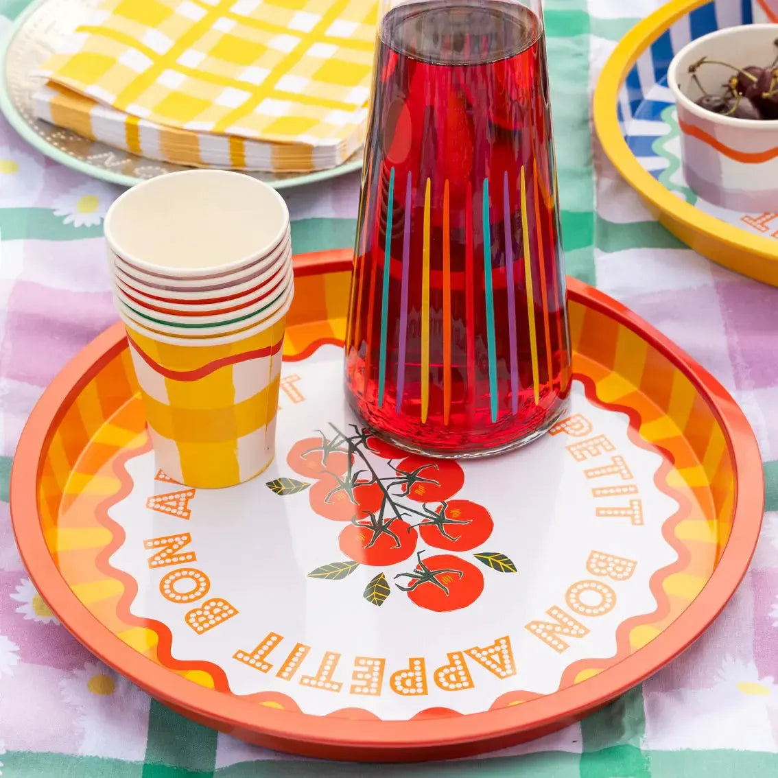 Tin Tray - 33cm - Tomato-Dining & Entertaining-Talking Tables-The Bay Room