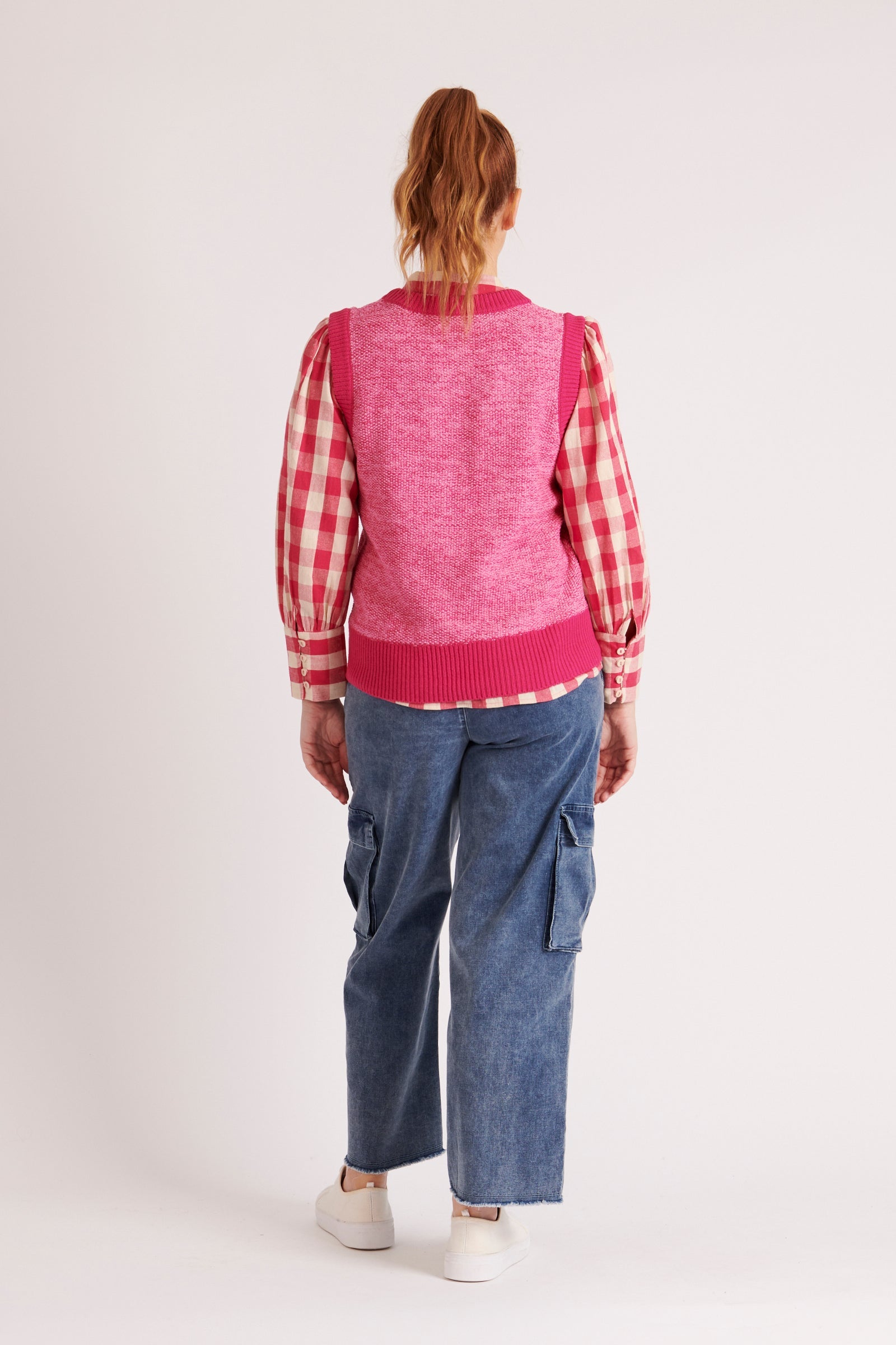 Tonal Knit Vest - Pink-Knitwear & Jumpers-A Little Birdie Told Me-The Bay Room