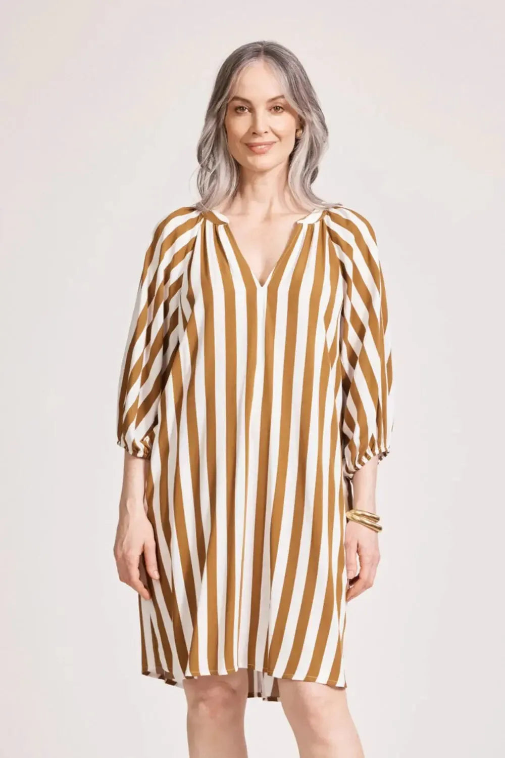 Treville Stripe Dress - Caramel-Eb & Ive-The Bay Room