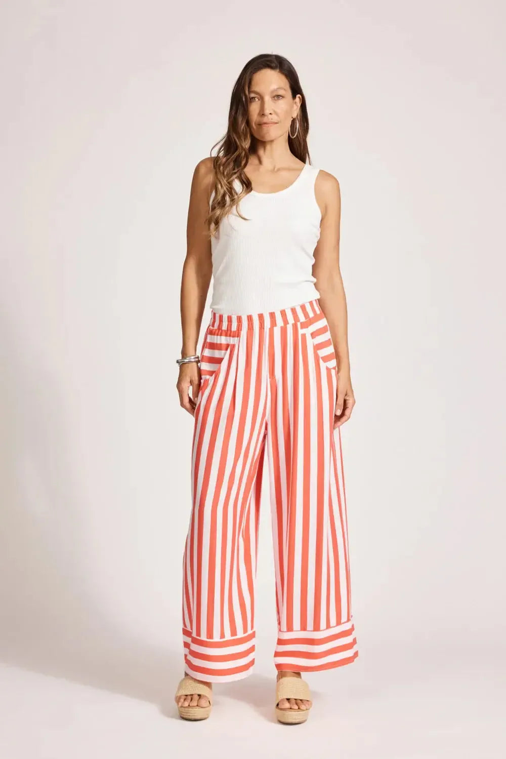 Treville Stripe Pant - Coral-Eb & Ive-The Bay Room