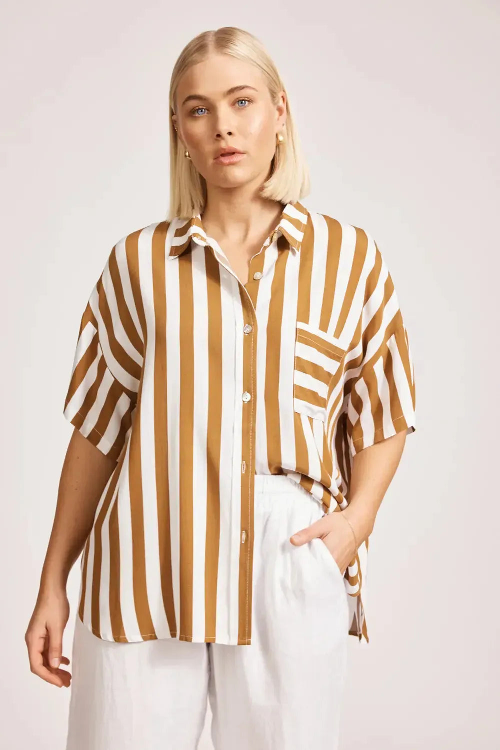 Treville Stripe Shirt - Caramel-Eb & Ive-The Bay Room