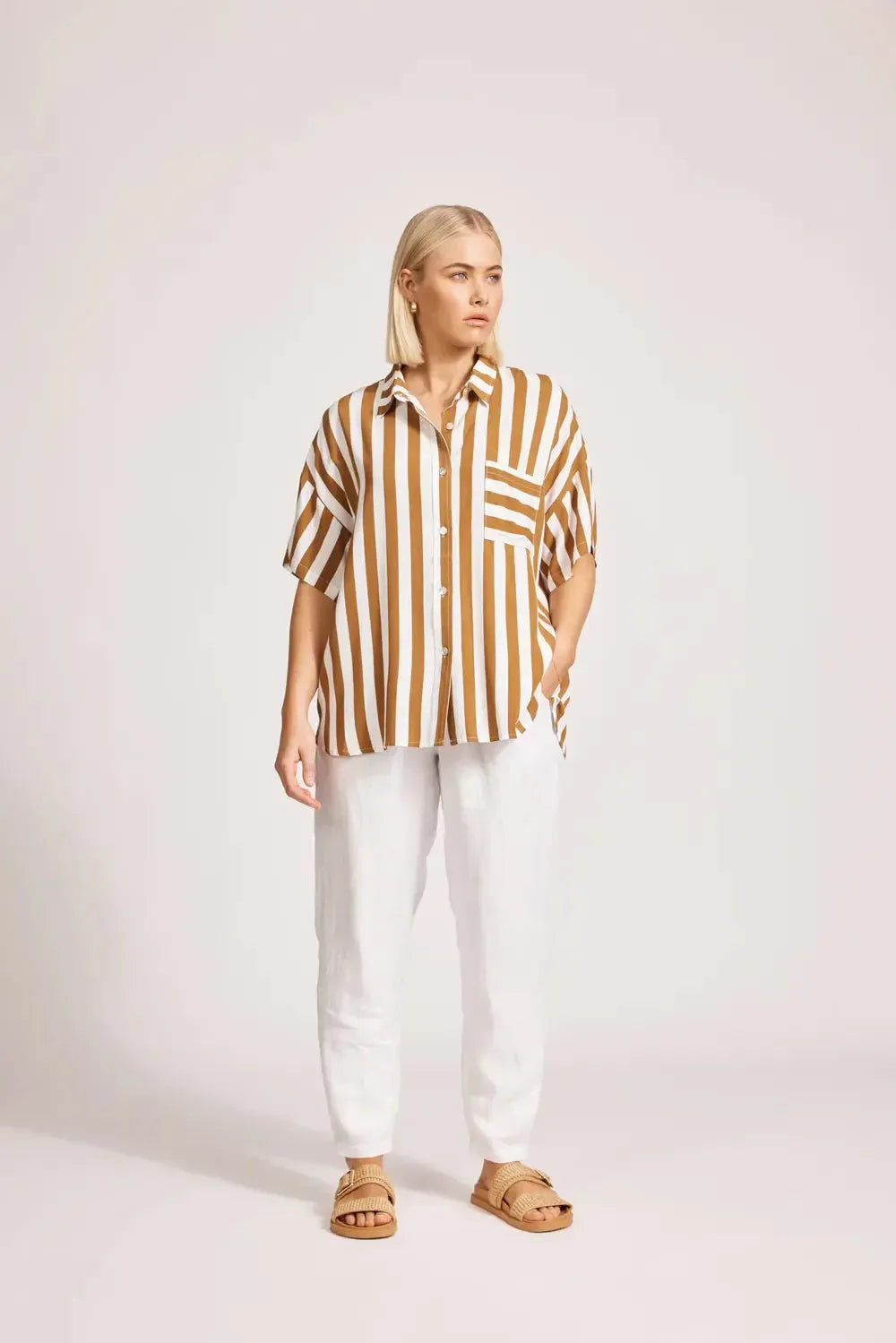 Treville Stripe Shirt - Caramel-Eb & Ive-The Bay Room