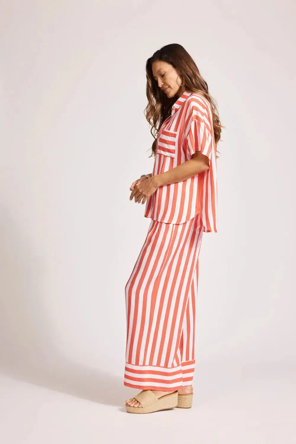 Treville Stripe Shirt - Coral-Eb & Ive-The Bay Room