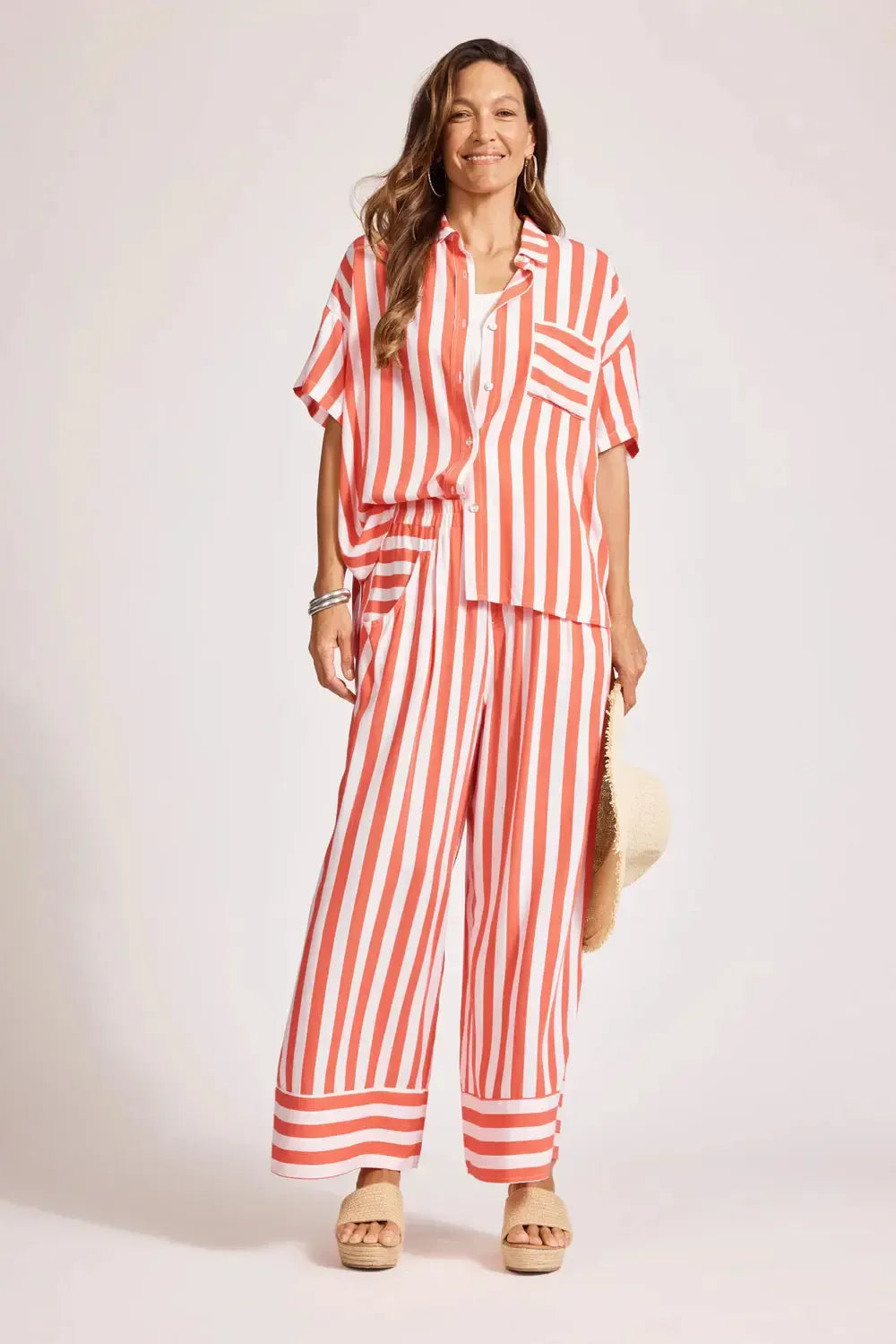 Treville Stripe Shirt - Coral-Eb & Ive-The Bay Room