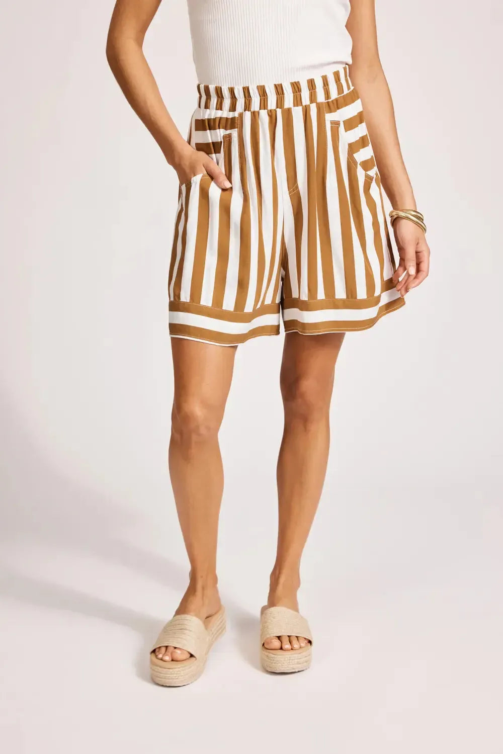 Treville Stripe Short - Caramel-Eb & Ive-The Bay Room