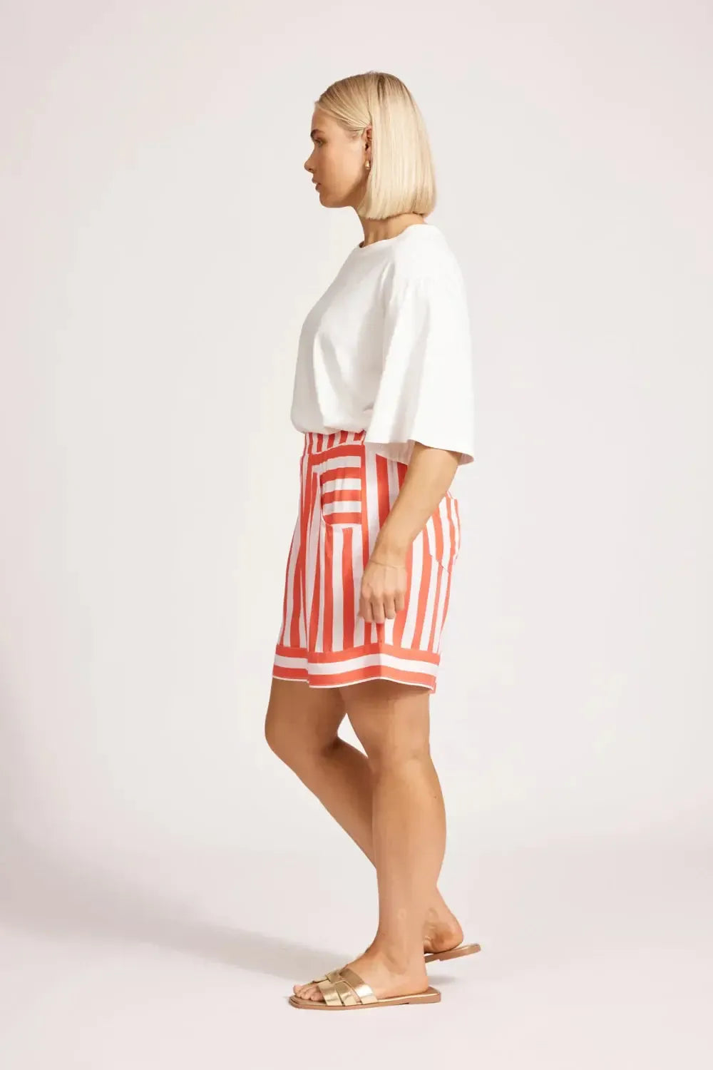 Treville Stripe Short - Coral-Eb & Ive-The Bay Room