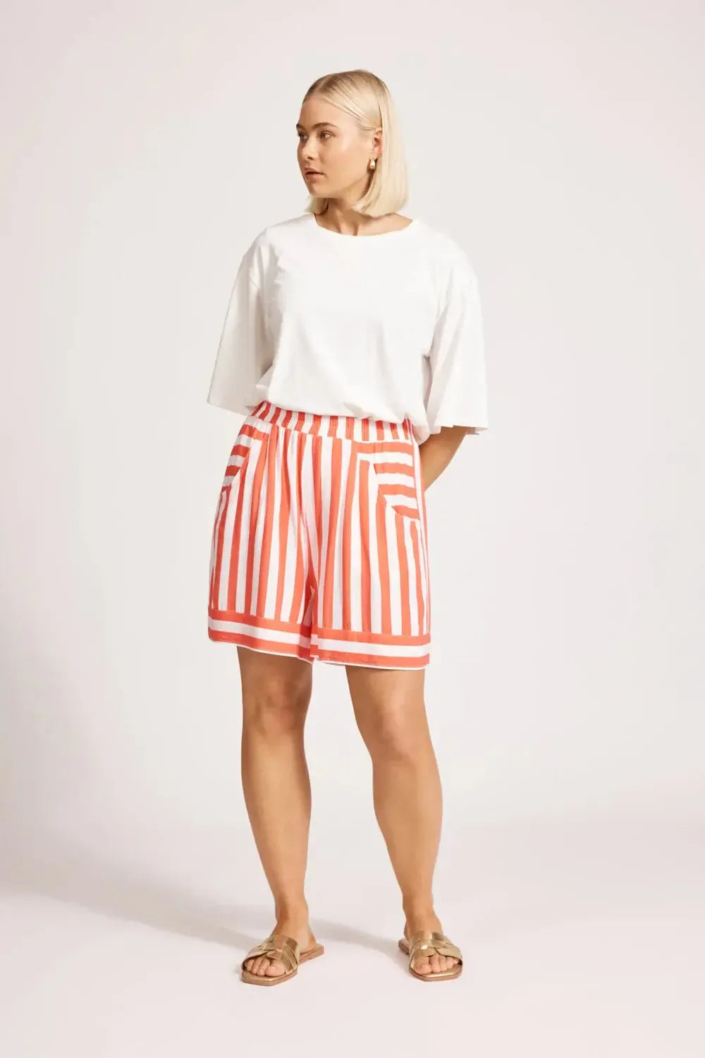 Treville Stripe Short - Coral-Eb & Ive-The Bay Room