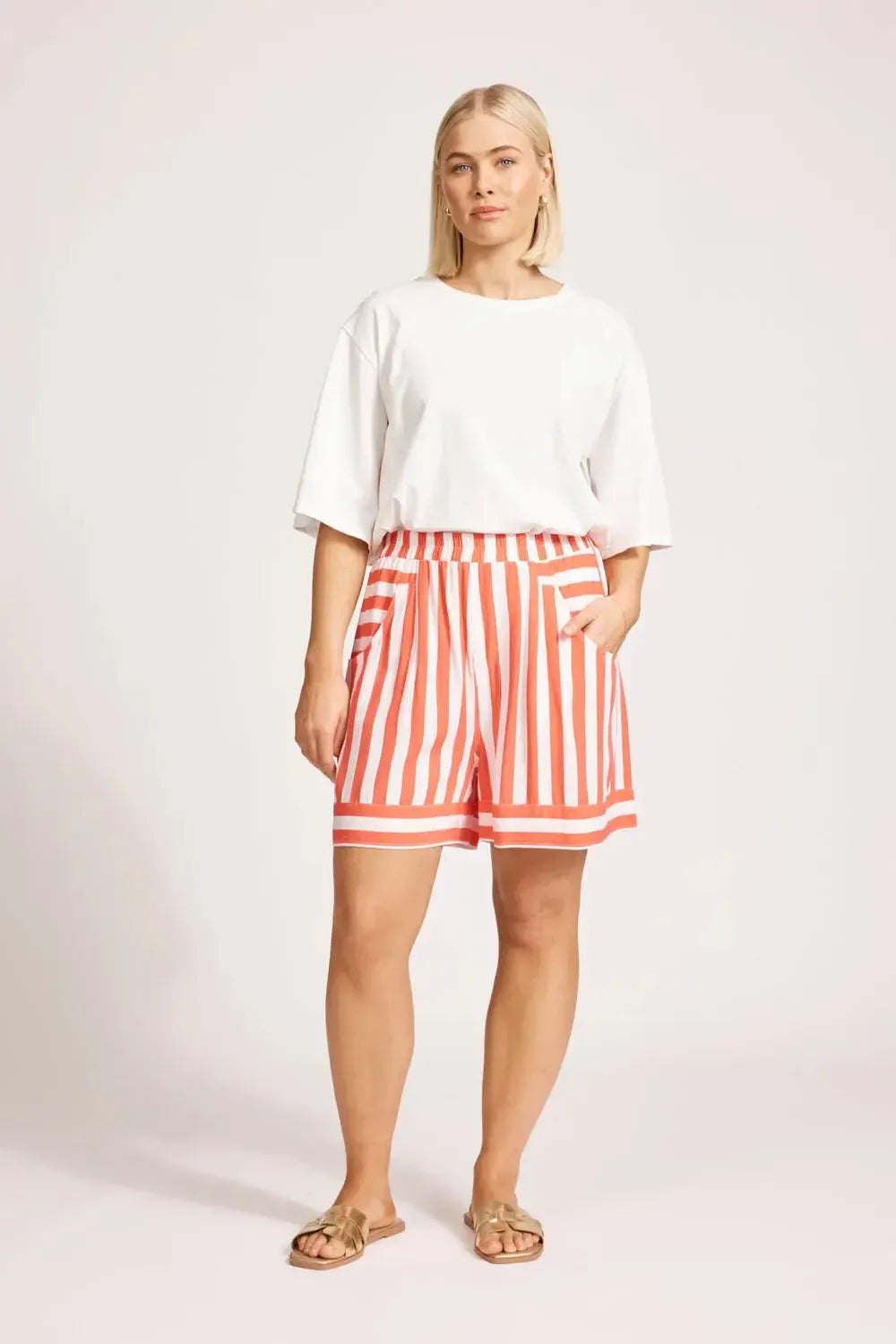 Treville Stripe Short - Coral-Eb & Ive-The Bay Room