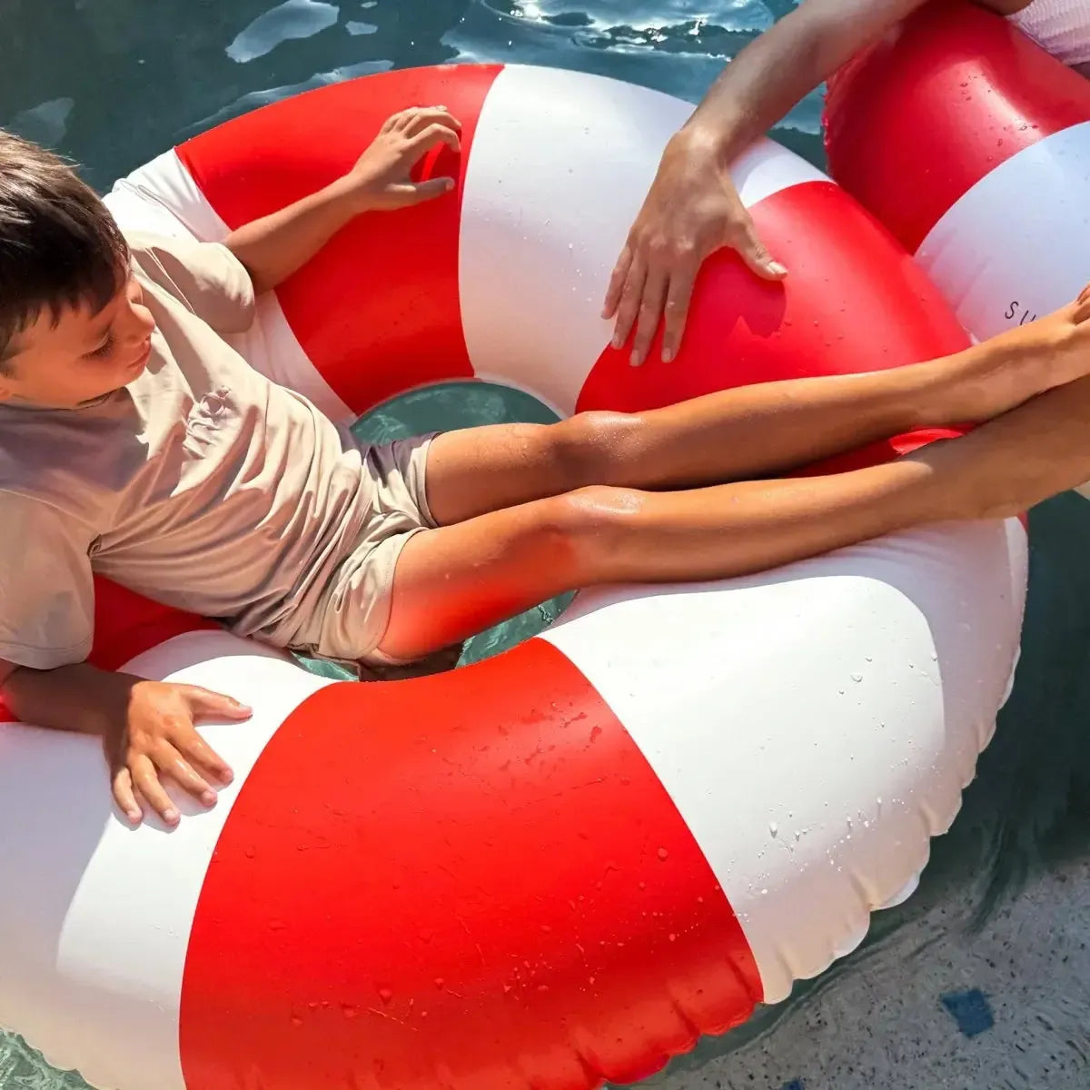 Tube Pool Ring Tomato Red Stripe-Travel & Outdoors-Sunny Life-The Bay Room