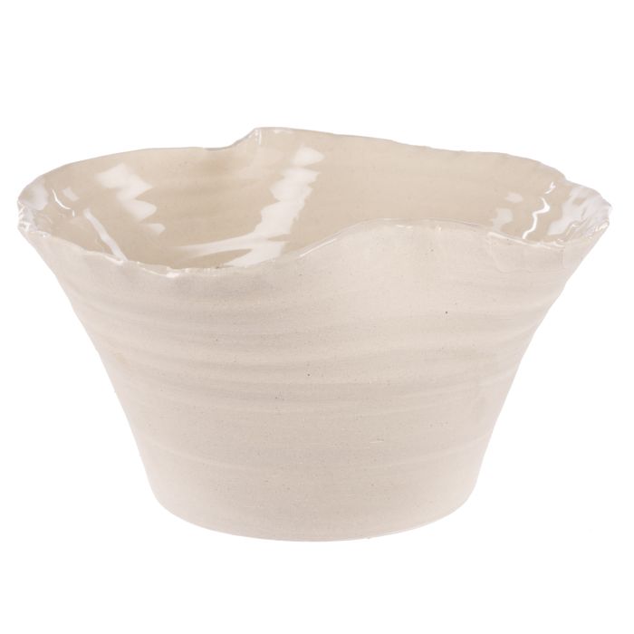 Tulle Bowl Vessel 25x21x14cm Cream-Pots, Planters & Vases-Rogue Home-The Bay Room