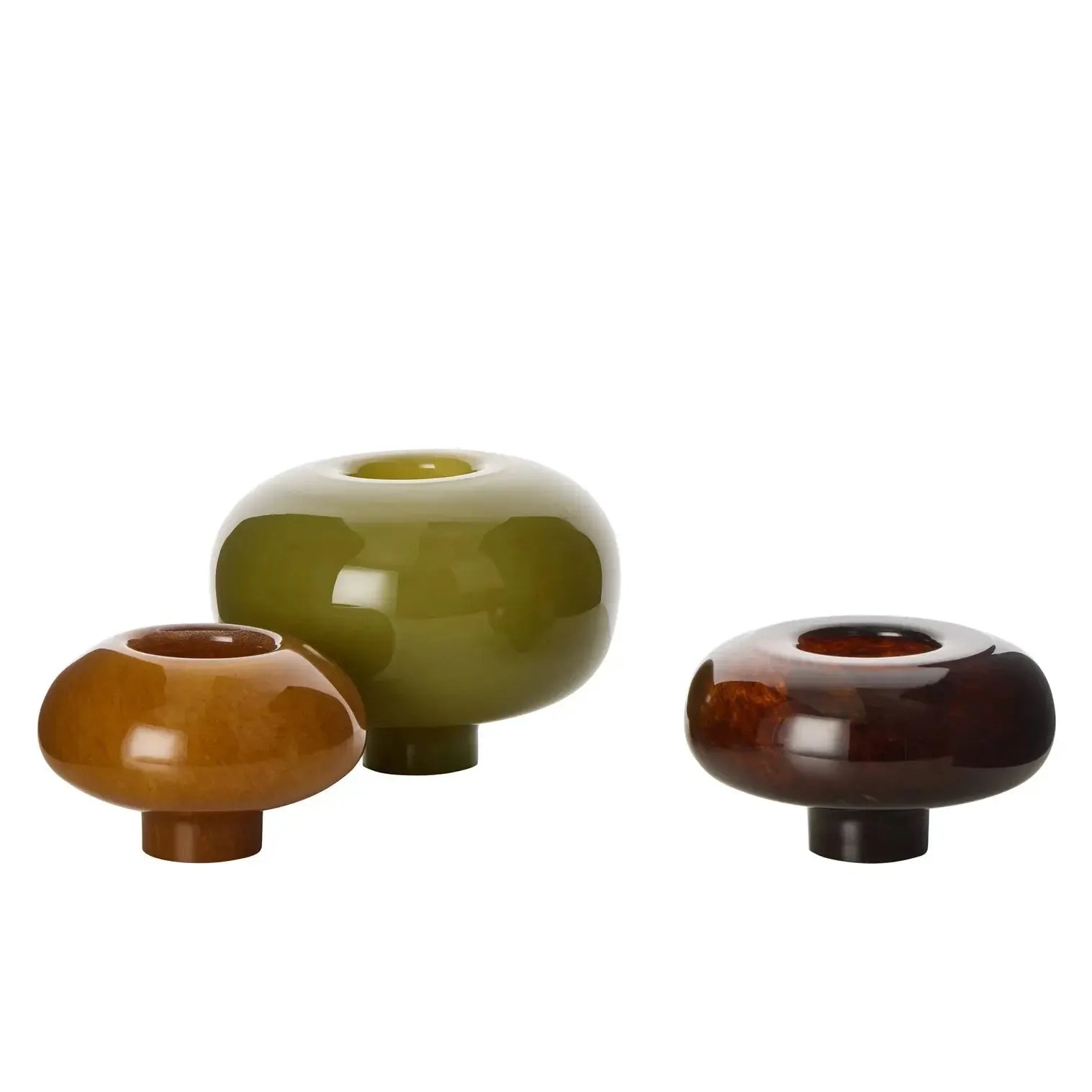 Tutti Stack Vase 3pcs Green & Amber-Pots, Planters & Vases-Amalfi-The Bay Room