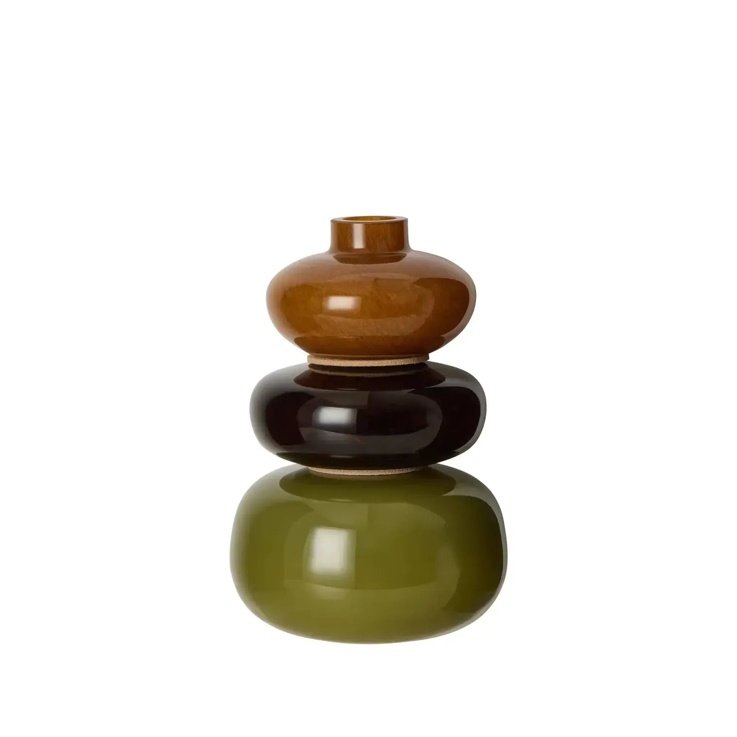 Tutti Stack Vase 3pcs Green & Amber-Pots, Planters & Vases-Amalfi-The Bay Room