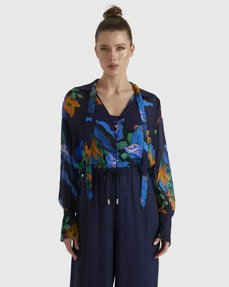 Twilight Top - Navy Floral-Tops-Fate + Becker-The Bay Room