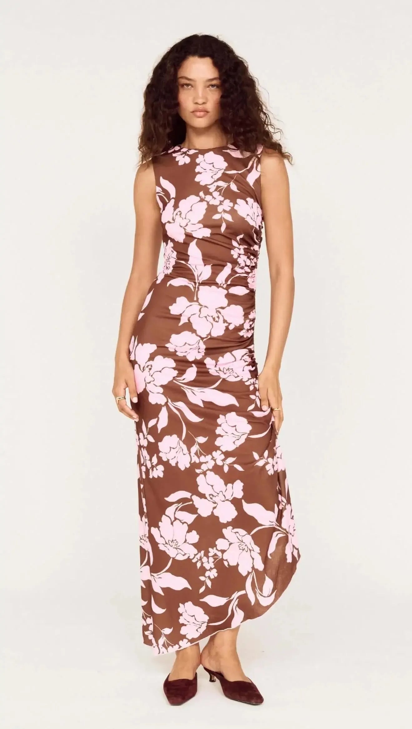 Uli Mesh Midi Dress - Chocolate/Lilac-Dresses-Mink Pink-The Bay Room