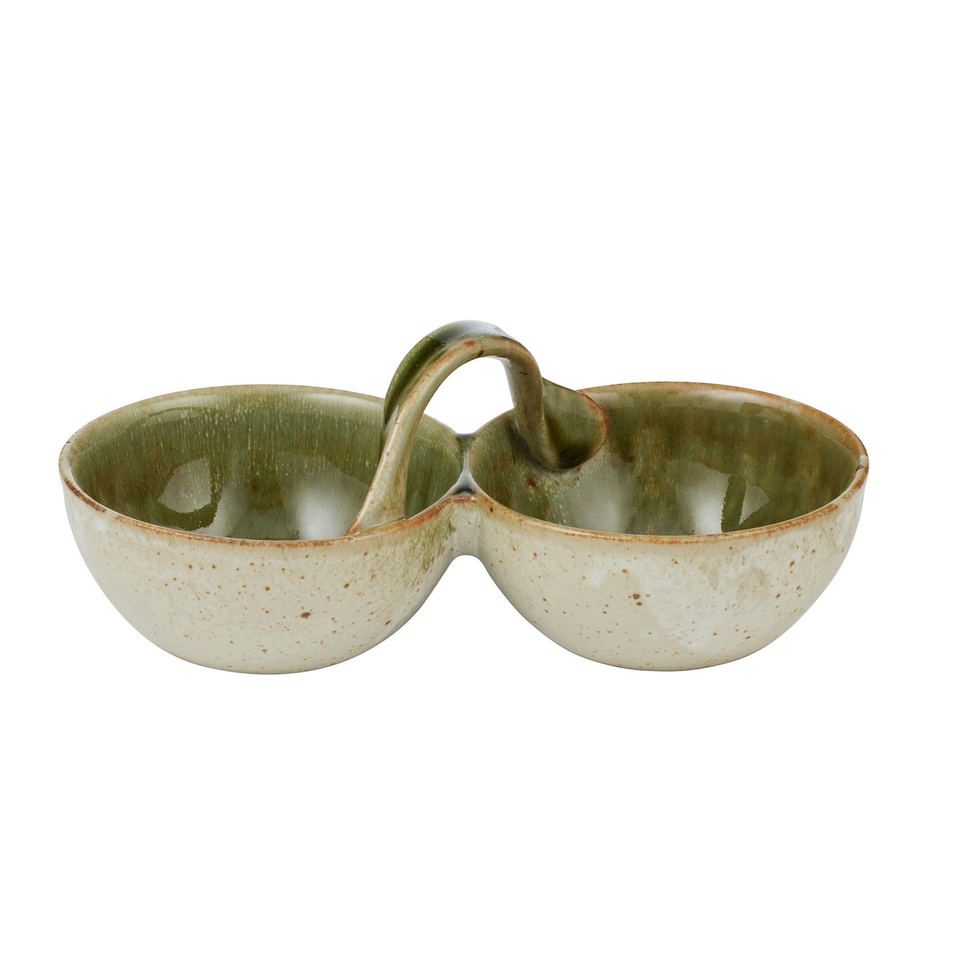 Uma Ceramic Double Bowl 20x10.5x7.5cm Olive-Dining & Entertaining-Coast To Coast Home-The Bay Room