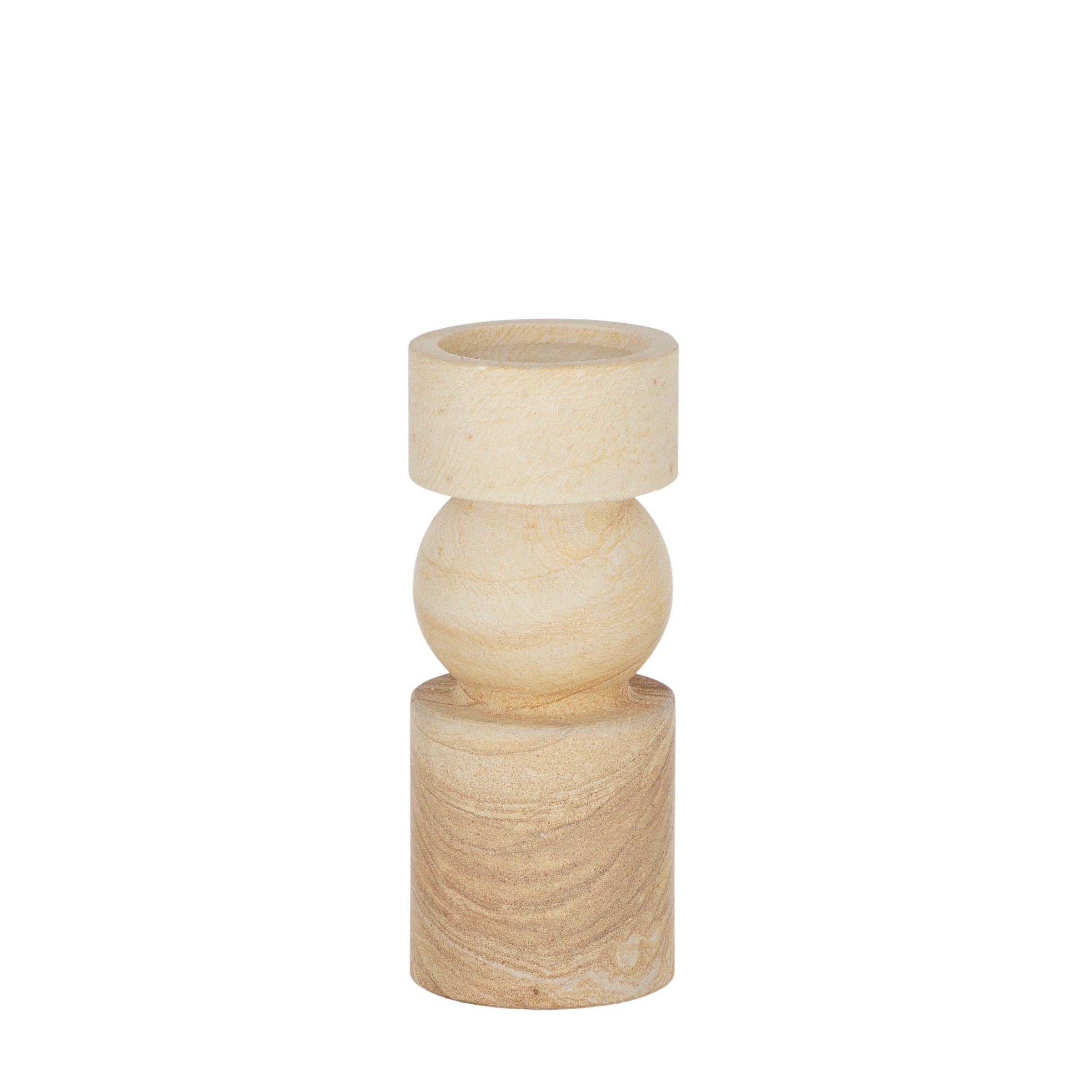 Uma Sandstone Candleholder 9x9x23cm Tan-Decor Items-Coast To Coast Home-The Bay Room