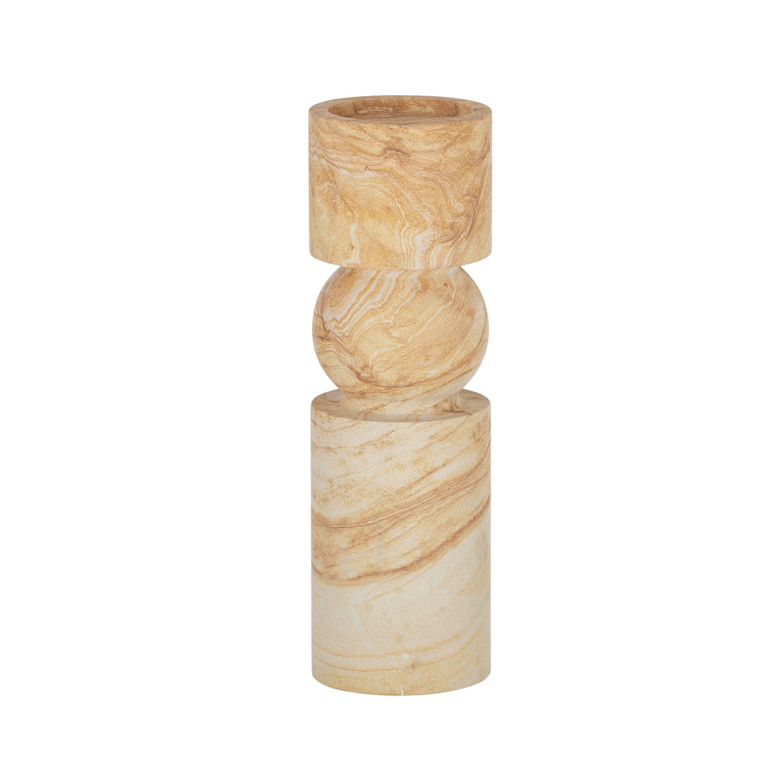 Uma Sandstone Candleholder 9x9x30cm Tan-Decor Items-Coast To Coast Home-The Bay Room