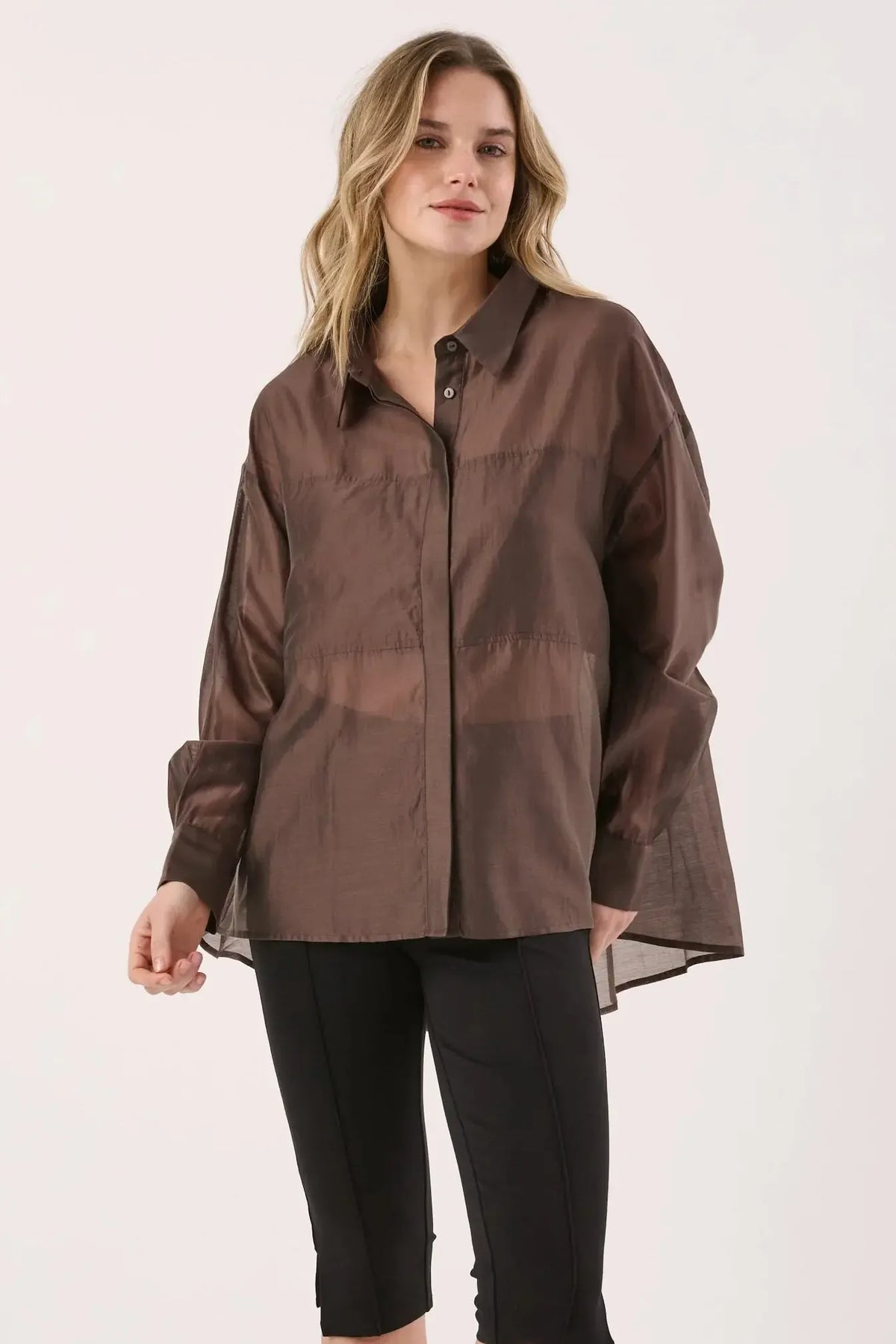 Val Oversized Shirt - Chocolate-Tops-SASS-The Bay Room