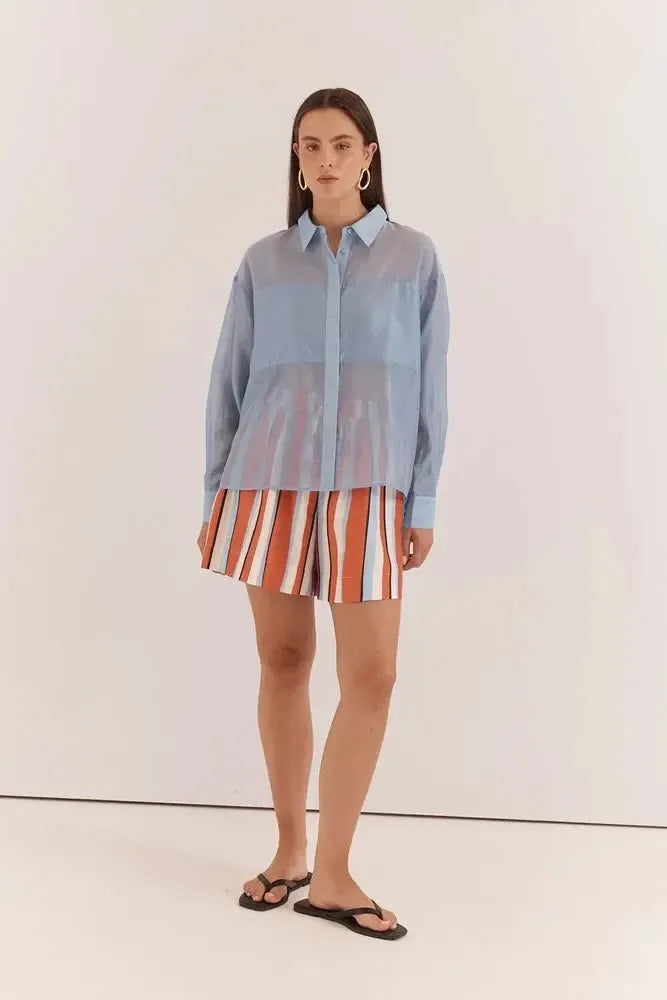 Val Oversized Shirt - Pale Blue-Tops-SASS-The Bay Room