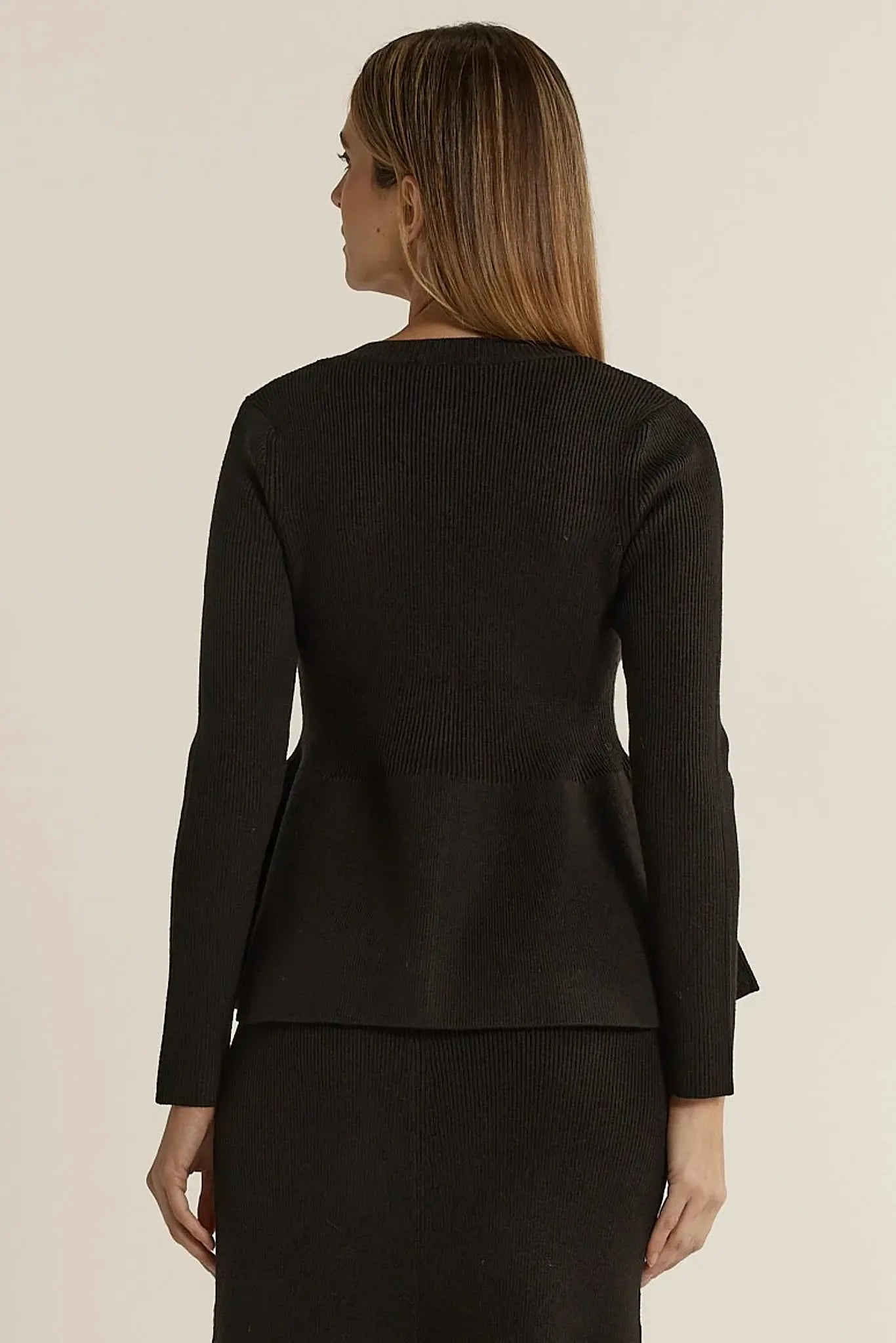 Vale Peplum Cardigan - Black-Knitwear & Jumpers-Fate + Becker-The Bay Room