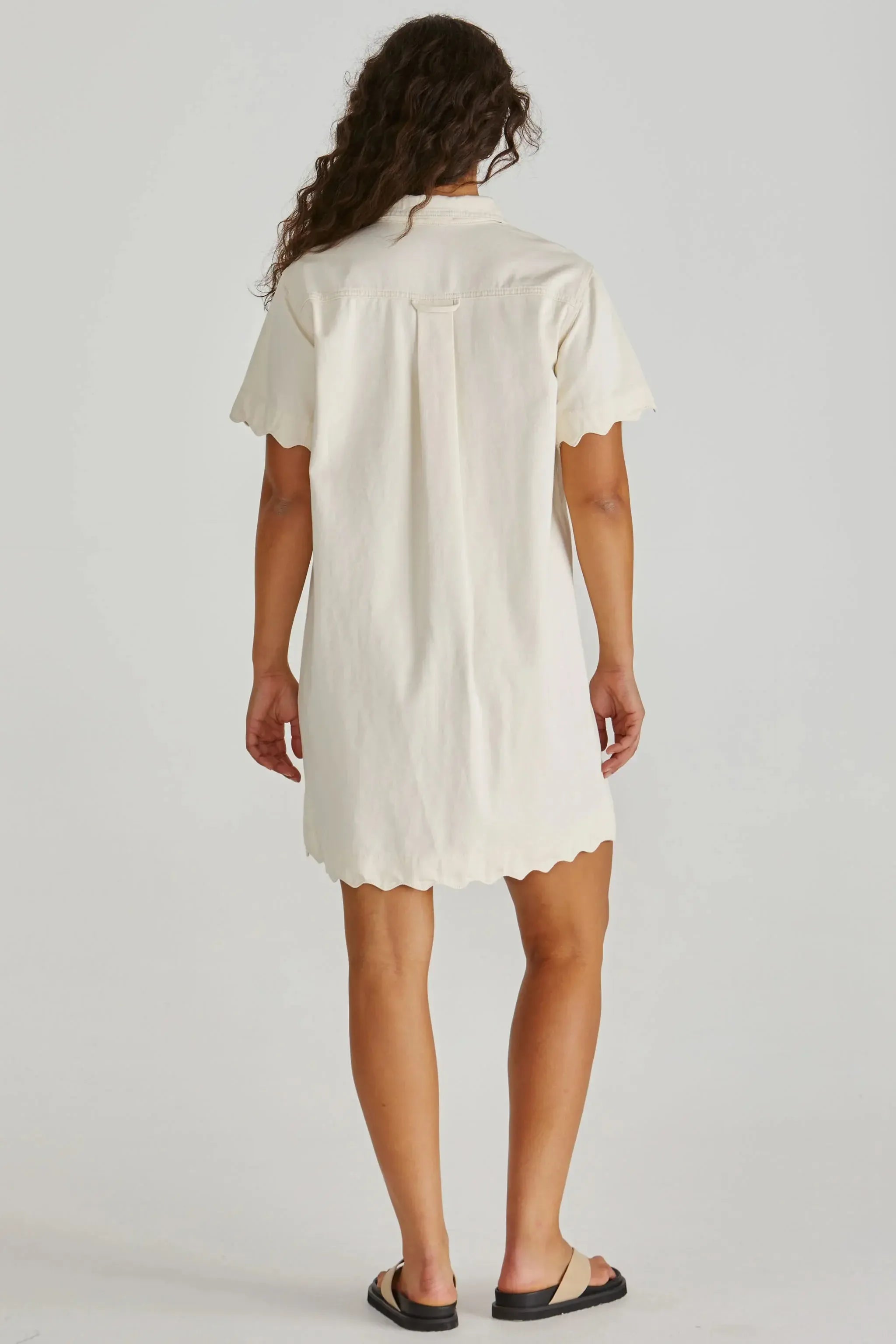 Vale Scalloped Denim Dress - Parchment-Dresses-SASS-The Bay Room