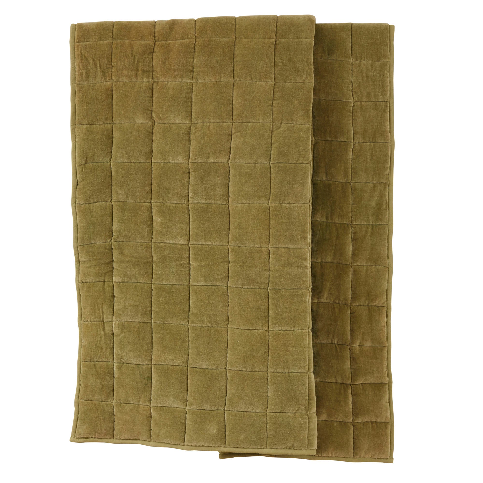 Vera Quilted Velvet Throw 130x180cm Olive-Soft Furnishings-Coast To Coast Home-The Bay Room