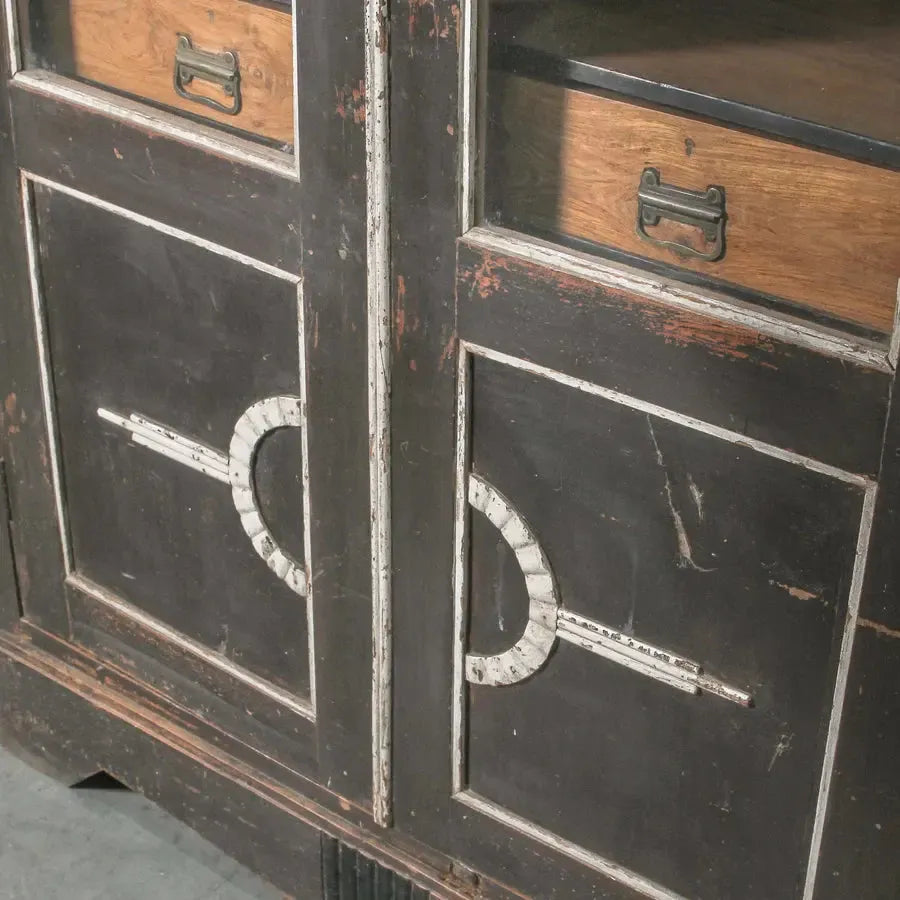 Vintage Indian Glass Almirah Brown-Furniture-Indigo Love-The Bay Room