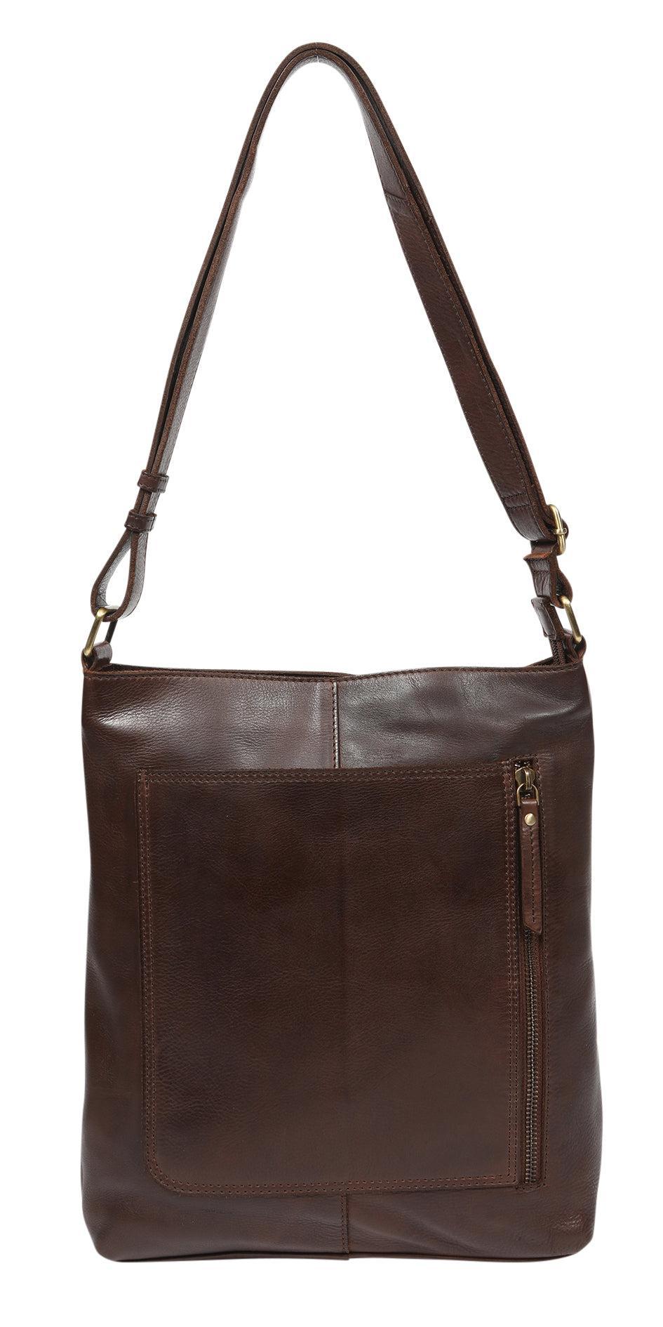 Vintage Leather Large Cross Body Bag - Brown-Bags & Clutches-Modapelle-The Bay Room