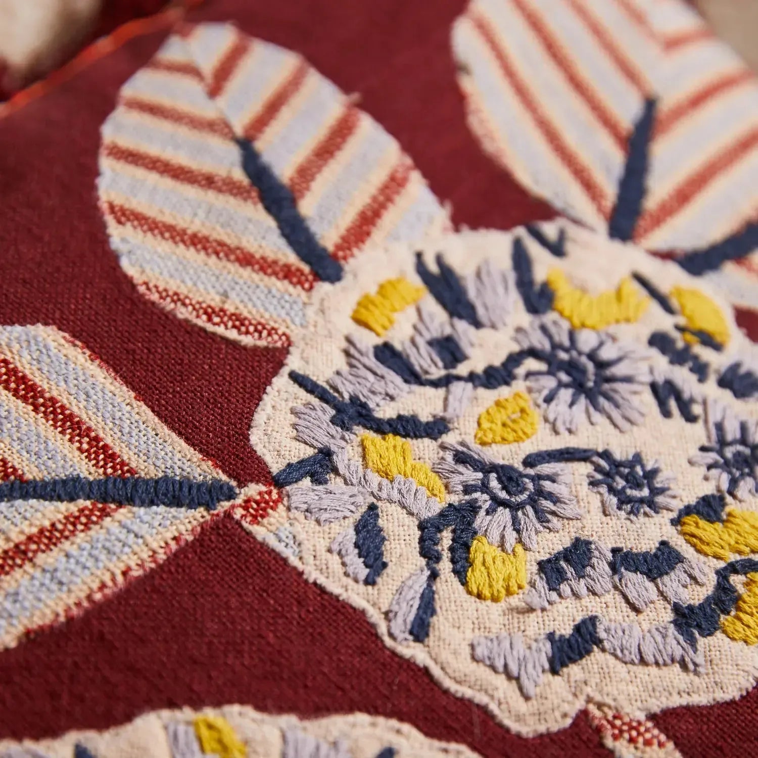Vivi Appliqué Cushion - Rosewood-Soft Furnishings-Sage & Clare-The Bay Room
