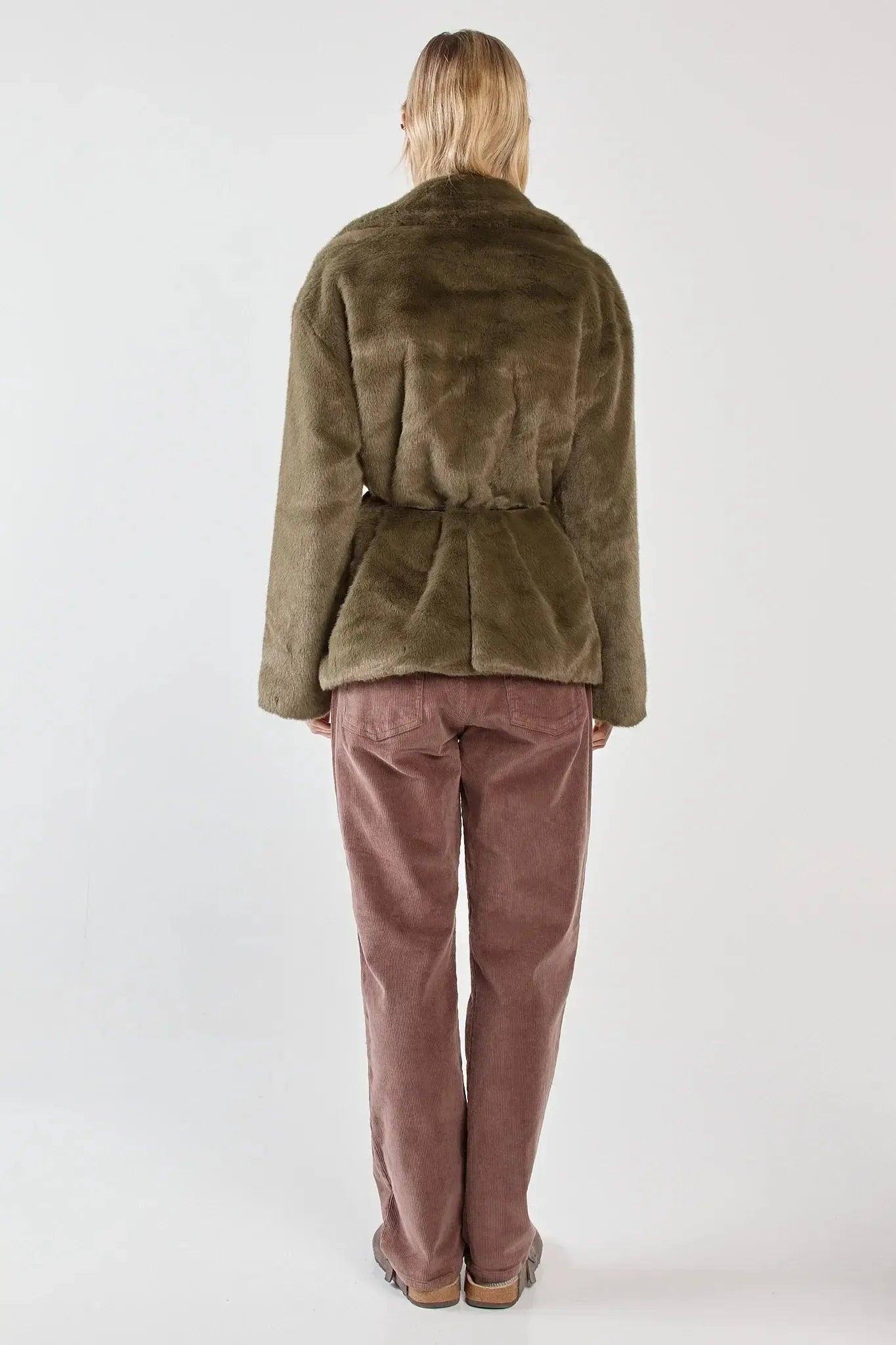 Vivi Fur Jacket - Dark Olive-Jackets, Coats & Vests-SASS-The Bay Room