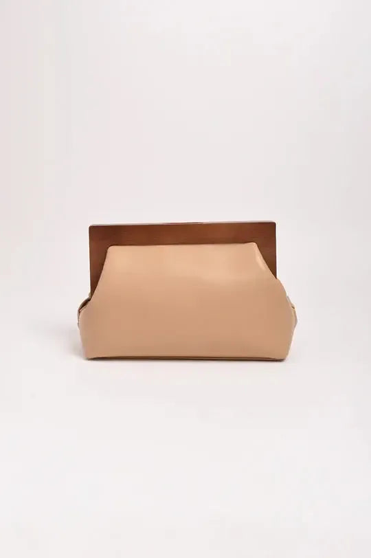Vivienne Weave Timber Frame Clutch - Camel-Bags & Clutches-Adorne-The Bay Room
