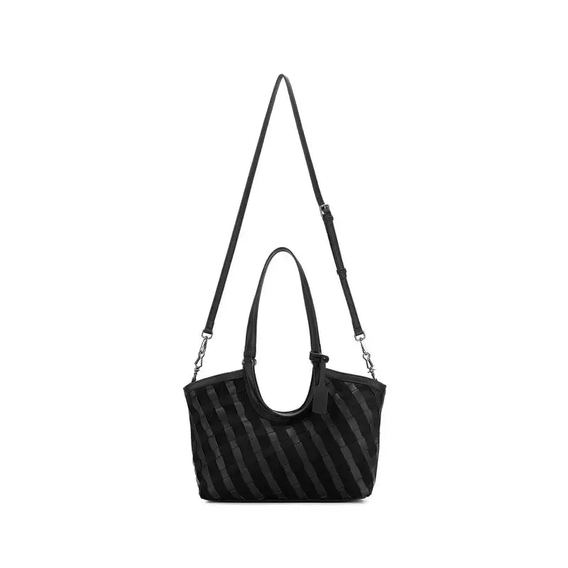 Waverly Black 3 Piece Woven Handbag Tote-Bags & Clutches-Black Caviar Designs-The Bay Room