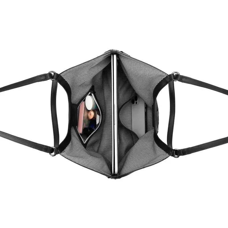 Waverly Black 3 Piece Woven Handbag Tote-Bags & Clutches-Black Caviar Designs-The Bay Room