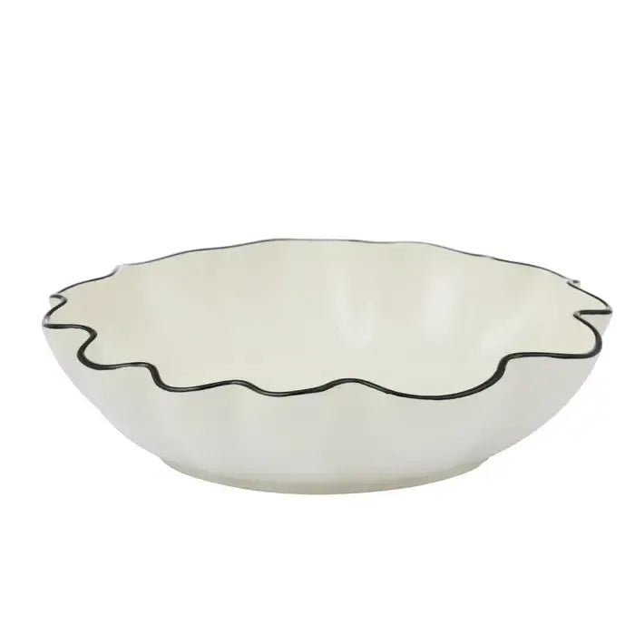 Winslow Ceramic Bowl 30x7cm Ivory/Black-Dining & Entertaining-Coast To Coast Home-The Bay Room