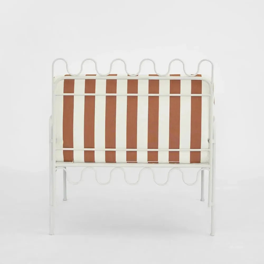Wira Arm Chair Outdoor Iron Terracotta/White Stripe Cushions-Furniture-MRD Home-The Bay Room