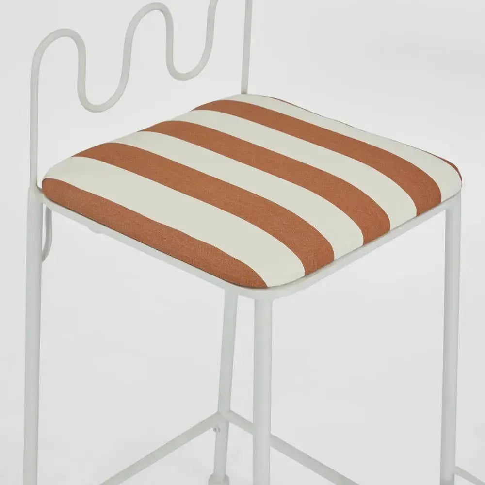 Wira Counter Stool Outdoor Iron Terracotta/ White Stripe Cushion-Furniture-MRD Home-The Bay Room